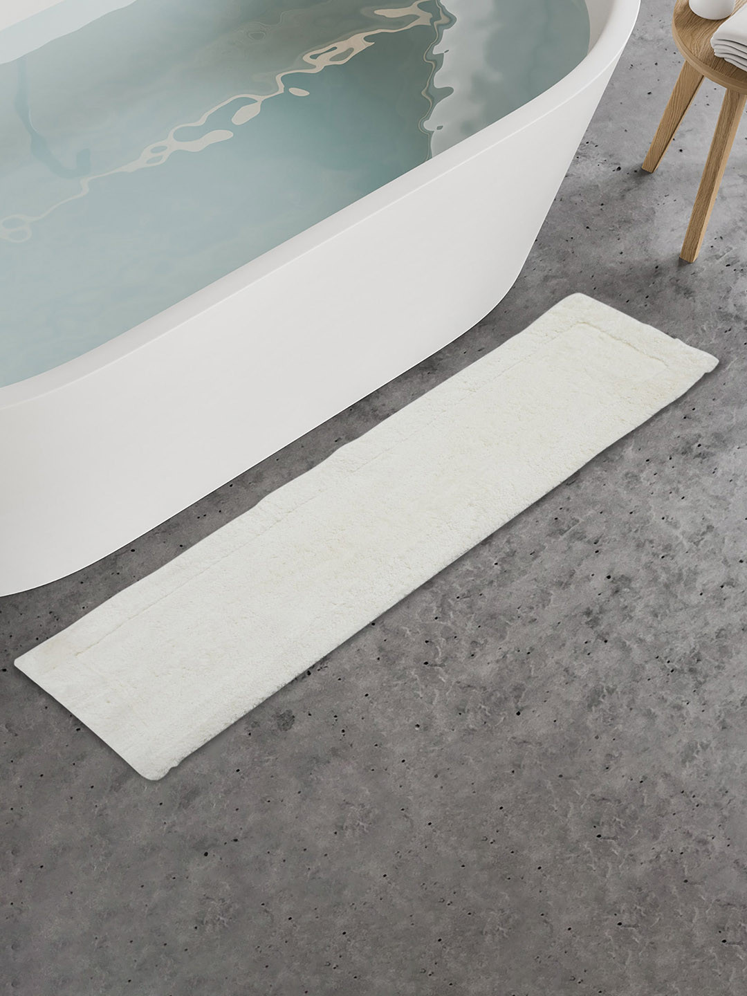 Home Centre Royal White Anti-Slip Plush Bath Runner