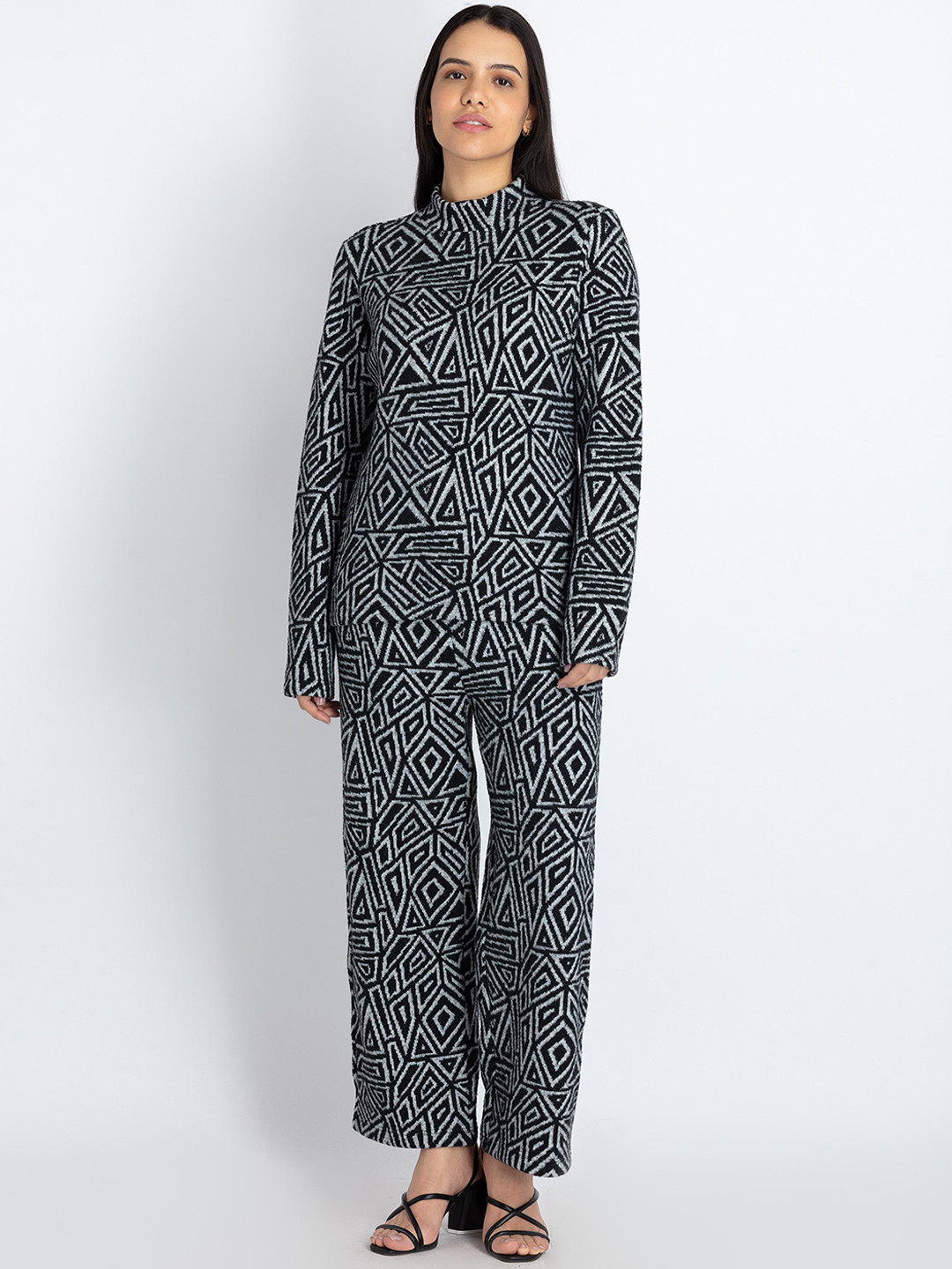 Status Quo Printed Turtle Neck Co-Ords