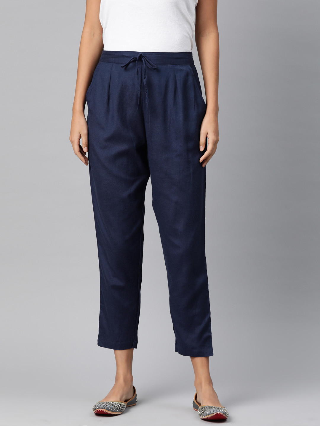 Readiprint Pleated Cropped Trousers