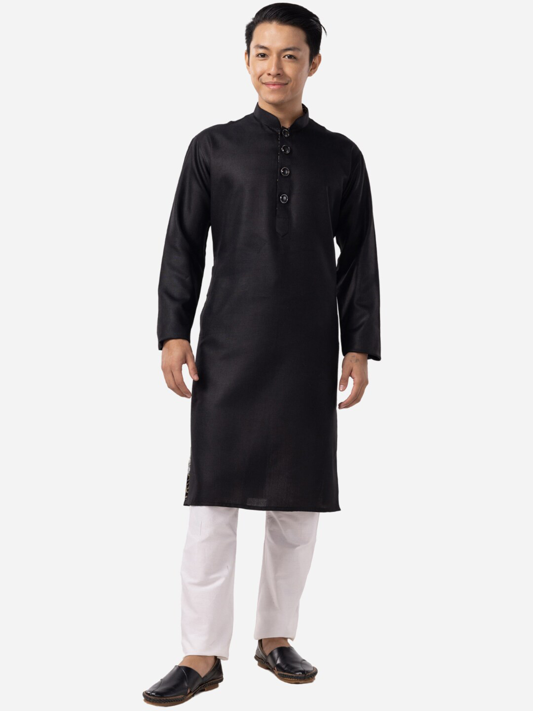 THE KURTA COMPANY Mandarin Collar Long Sleeves Straight Kurta