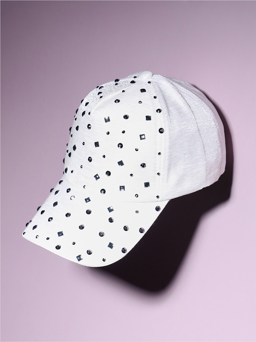 HAUTE SAUCE Women White Embellished Baseball Cap