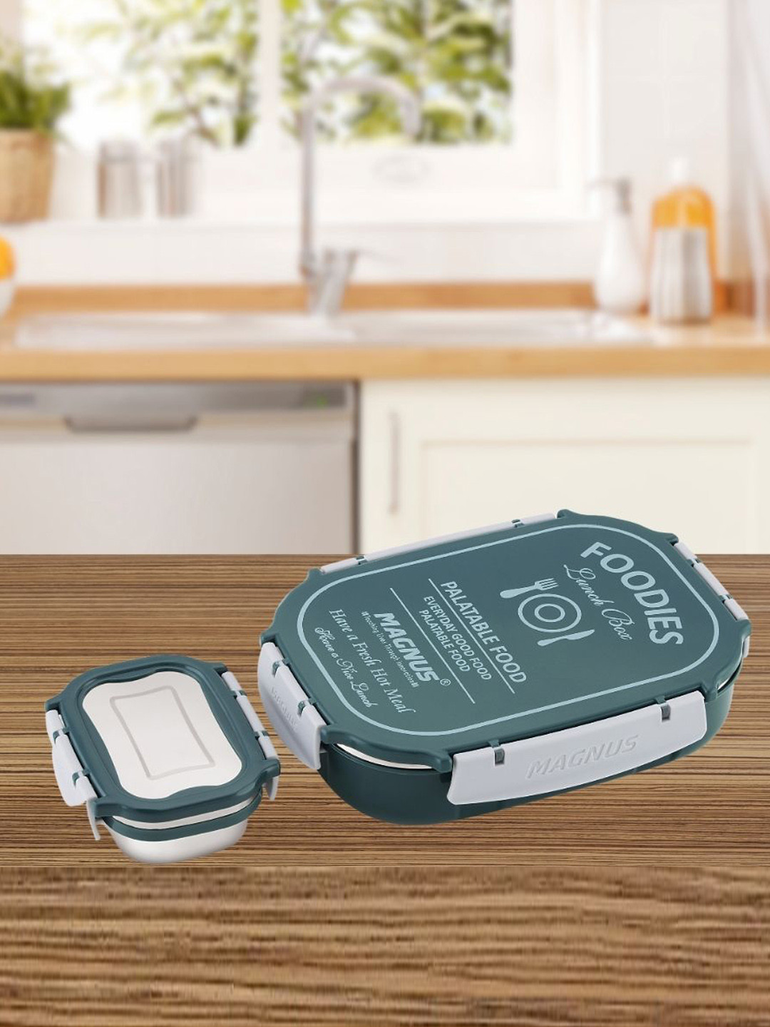 MAGNUS Spike 2-Pcs Grey Stainless Steel Lunch Box