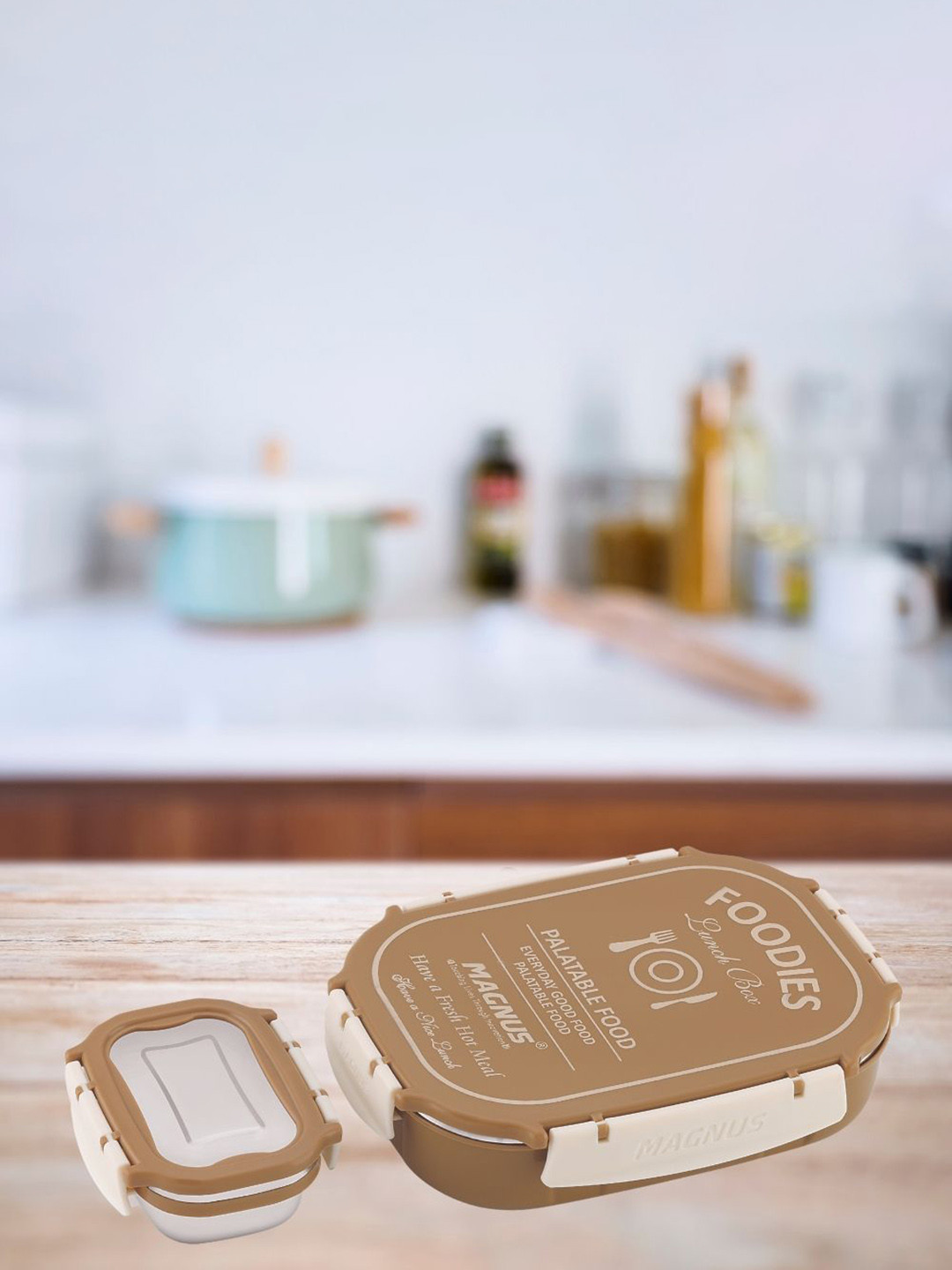 MAGNUS Spike Brown Stainless Steel Lunch Box With container & Detachable Clips