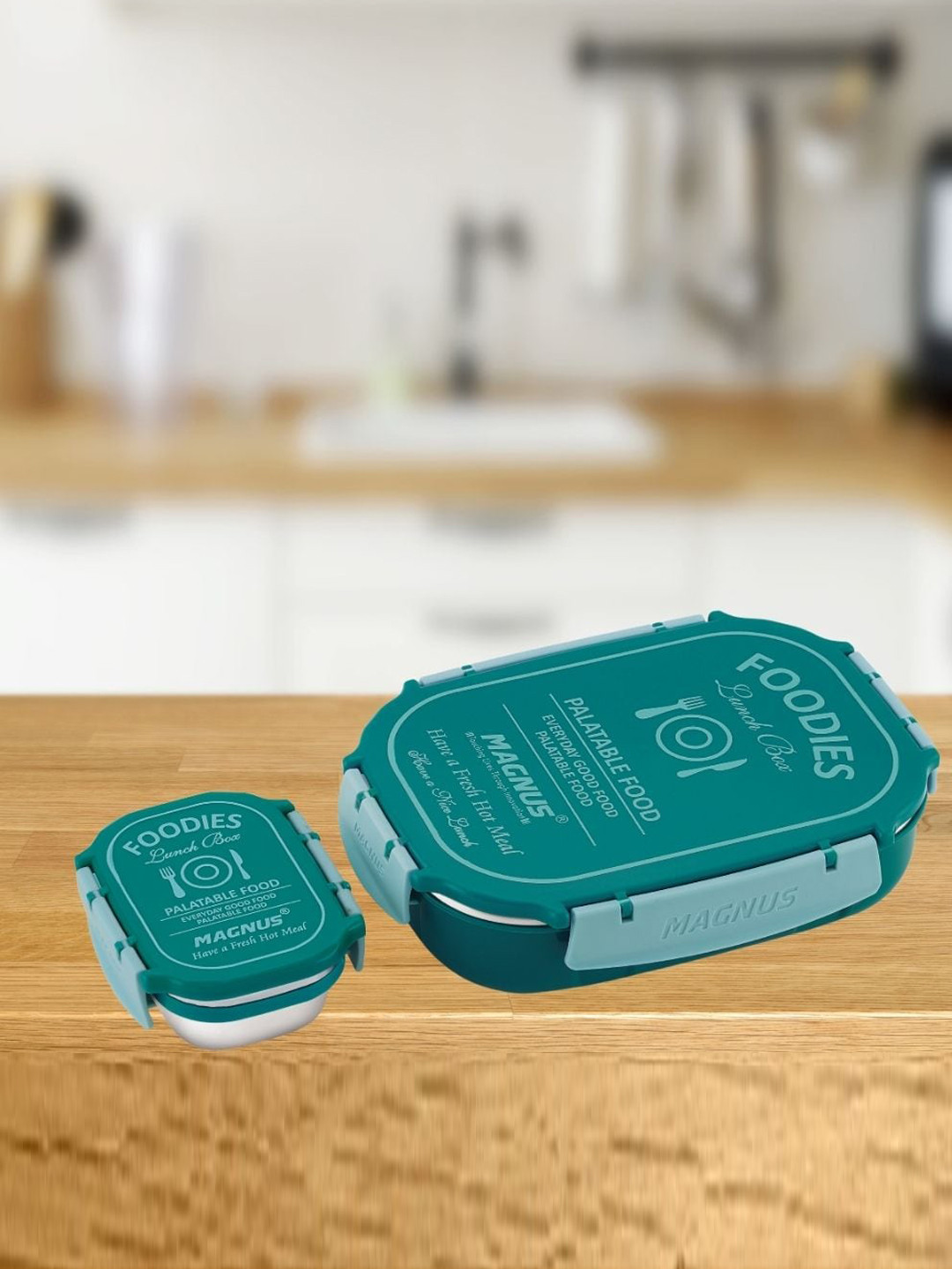 MAGNUS Spike Blue Stainless Steel Lunch Box With container & Detachable Clips