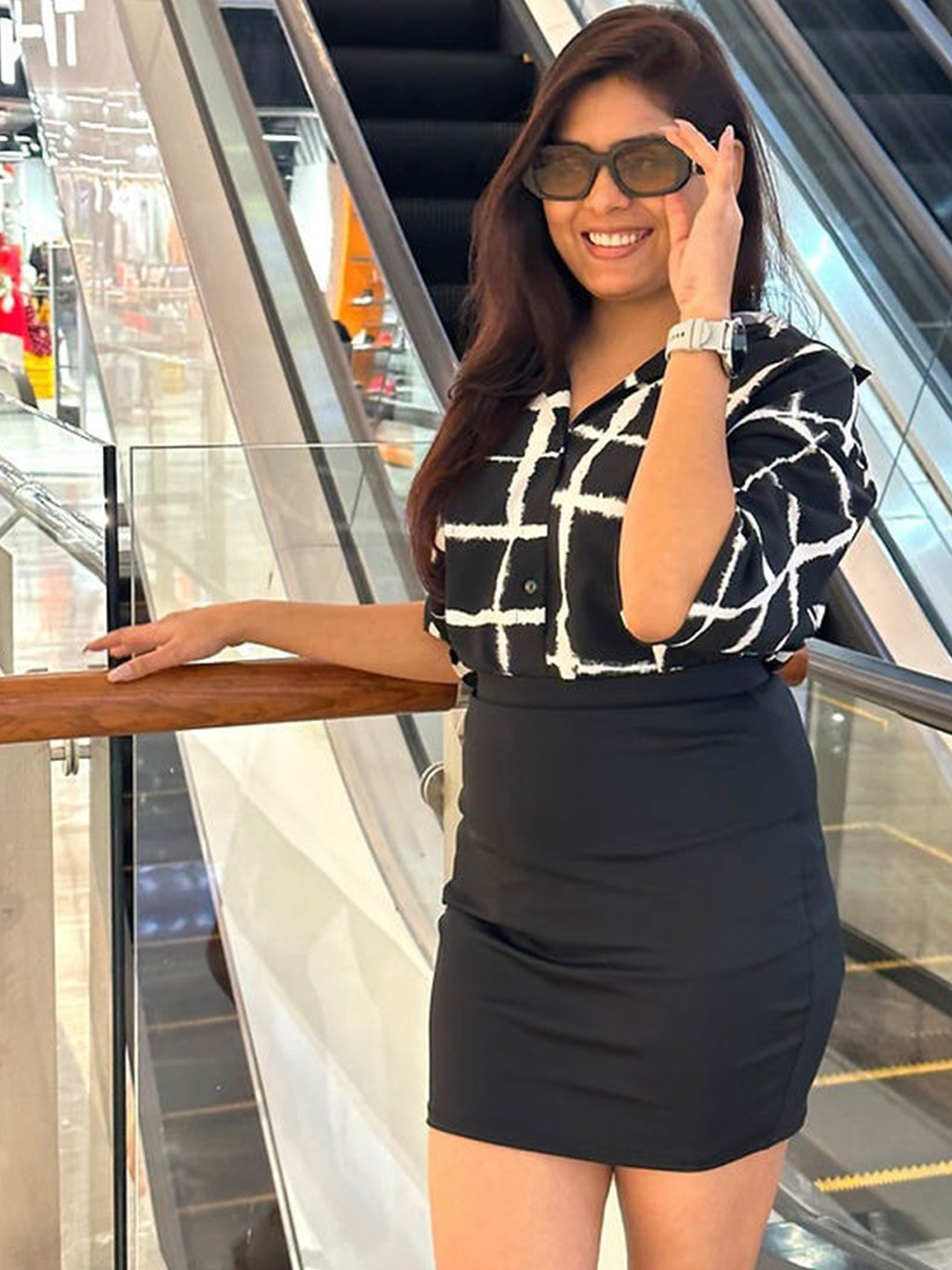 StyleAsh Oversized Checked Shirt & Mini Skirt