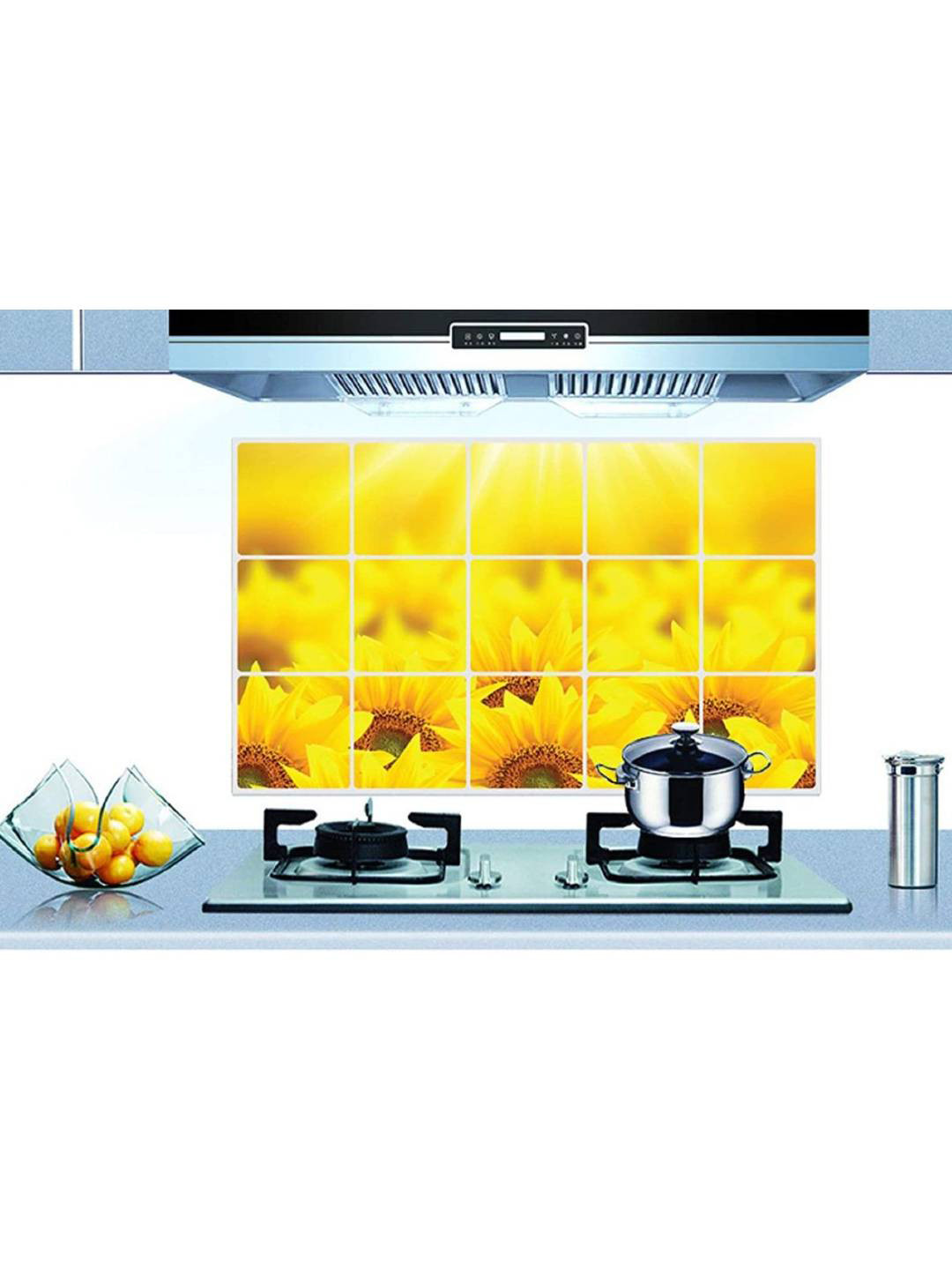 Jaamso Royals Yellow Printed Self-Adhesive Water Proof Heat Resistant Kitchen Wall Sticker