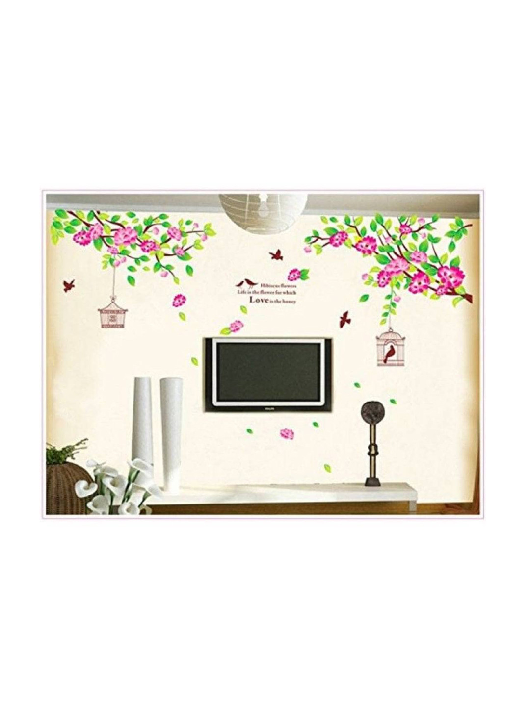 Jaamso Royals Flowers & Birds Printed Self-Adhesive Water Proof Wall Sticker
