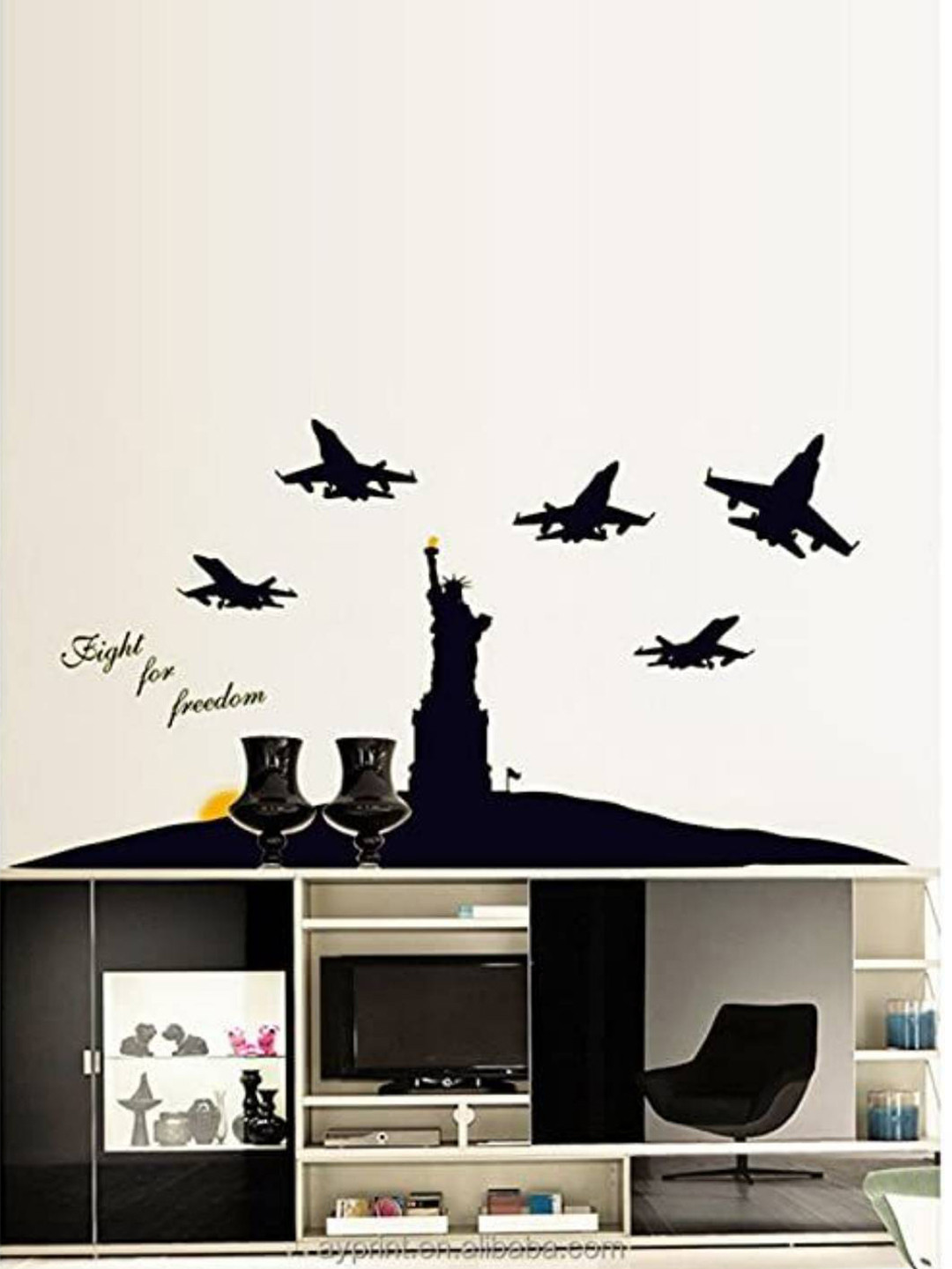 Jaamso Royals Black Printed Self-Adhesive Water Proof Wall Sticker