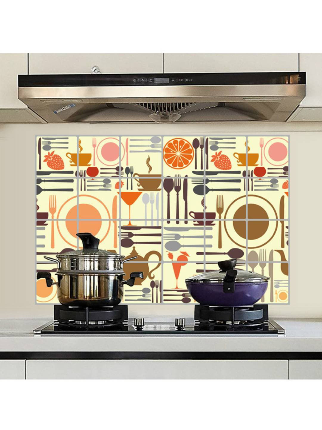 Jaamso Royals Yellow & Brown Printed Self-Adhesive Oil Proof Kitchen Wall Sticker