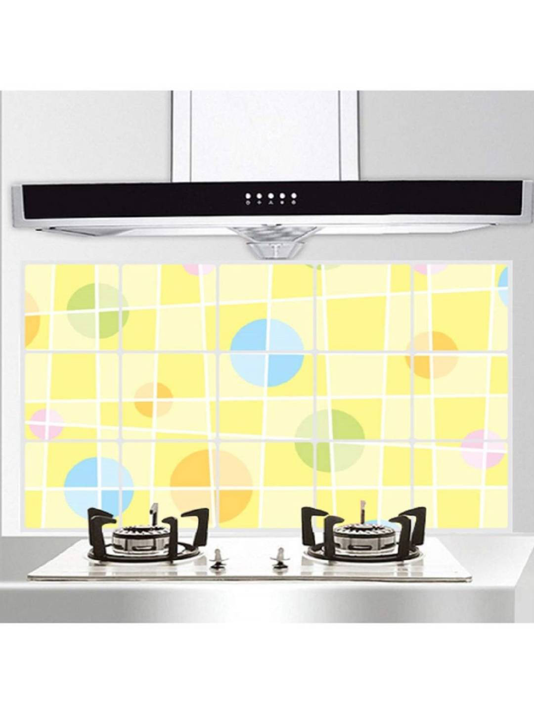 Jaamso Royals Yellow Printed Self-Adhesive Water Proof Heat Resistant Kitchen Wall Sticker