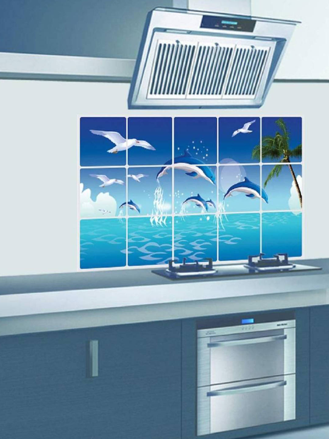 Jaamso Royals Printed Self-Adhesive Water Proof Heat Resistant Kitchen Wall Sticker