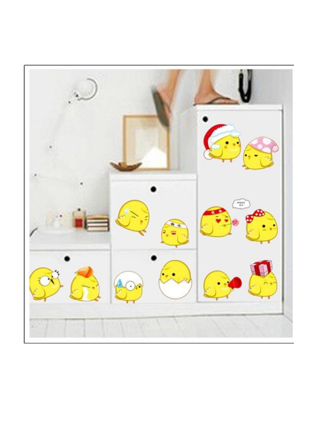 Jaamso Royals Yellow Fancy Eggs Printed Self-Adhesive Water Proof Wall Sticker