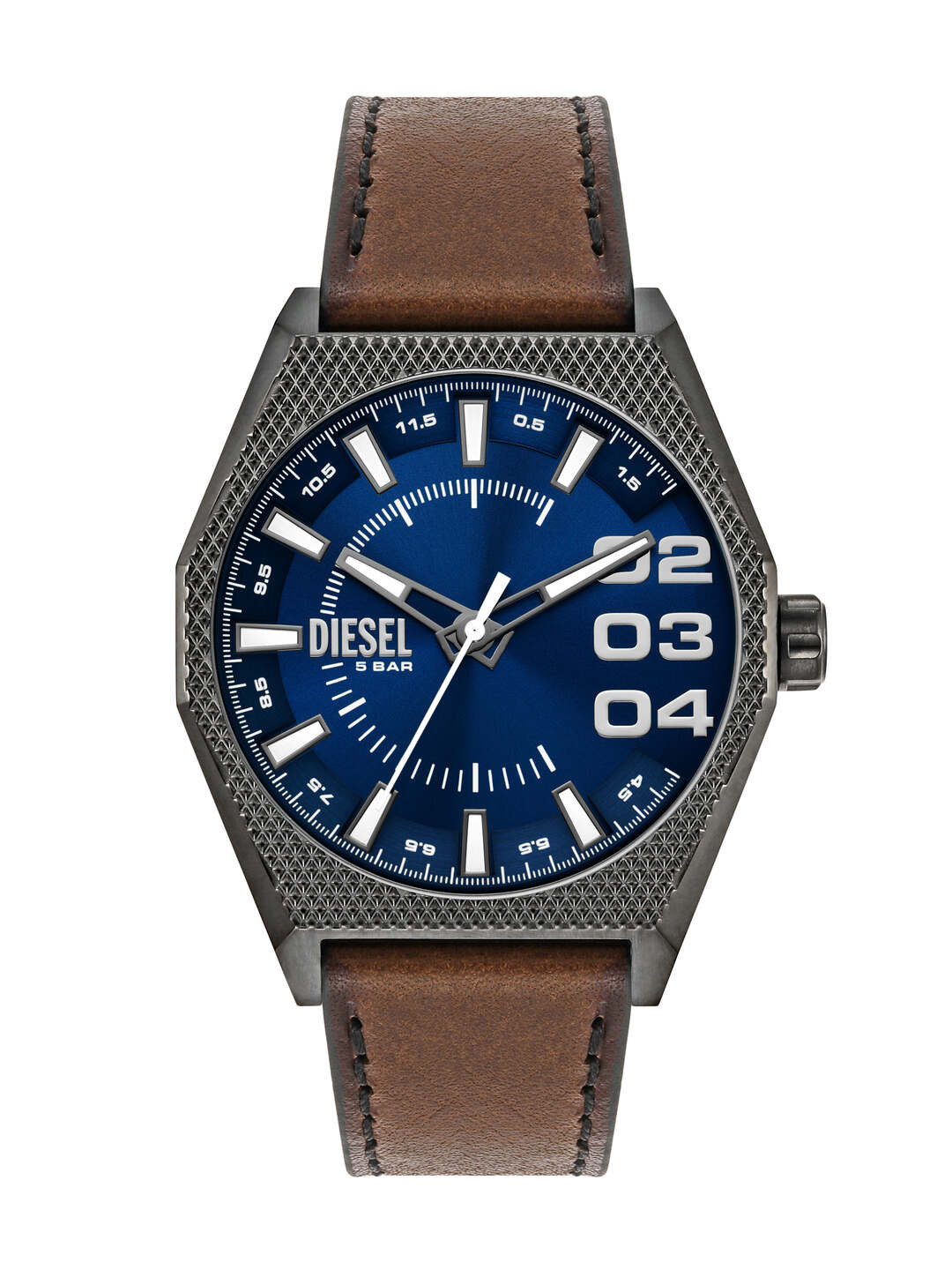 DIESEL Men Round Dial Leather Straps Analogue Watch DZ2189