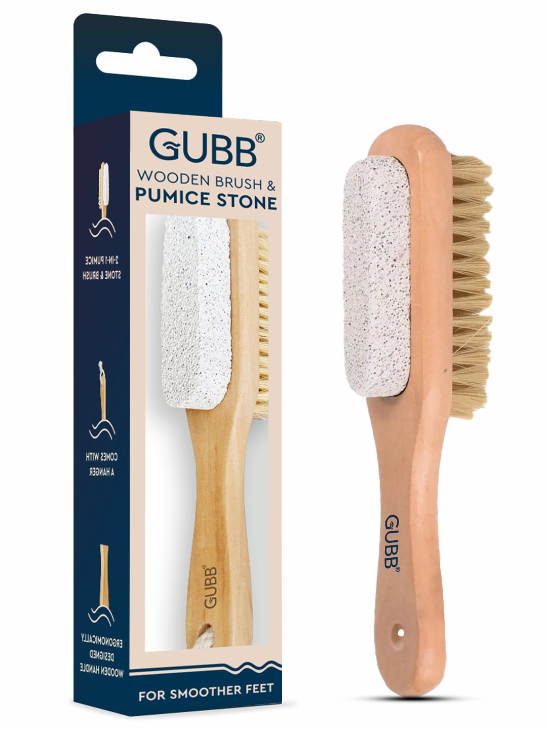 GUBB Wooden Brush & Pumice Stone - Beige