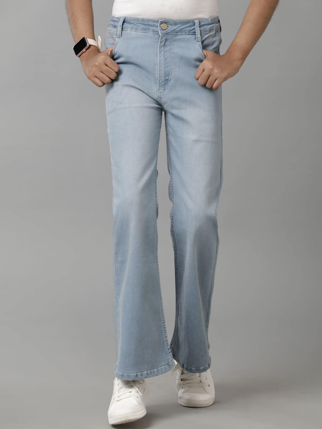 UNDER FOURTEEN ONLY Girls Low Distress Light Fade Bootcut Jeans