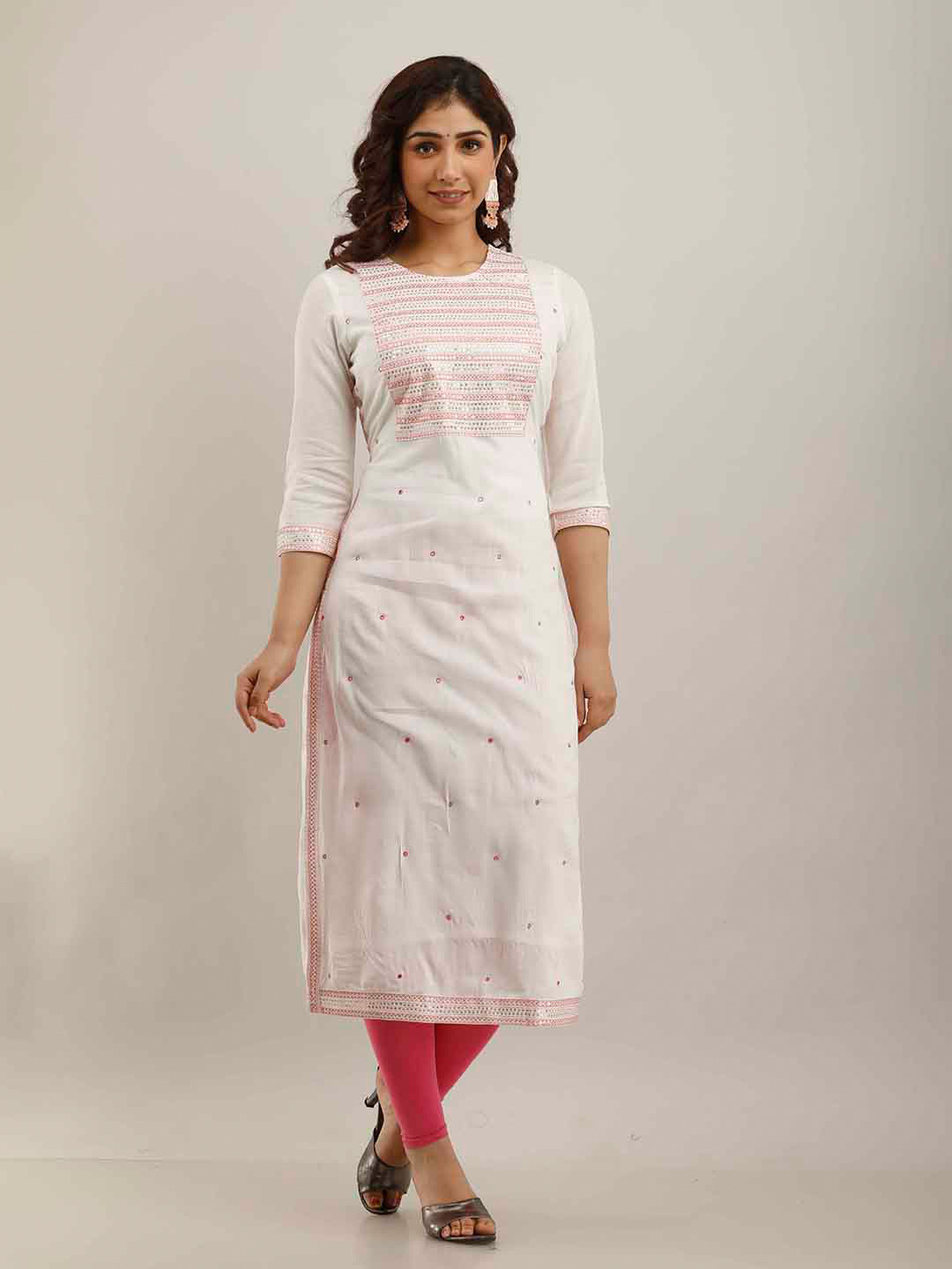 Mizaz Embellished Sequinned Round Neck Kurta