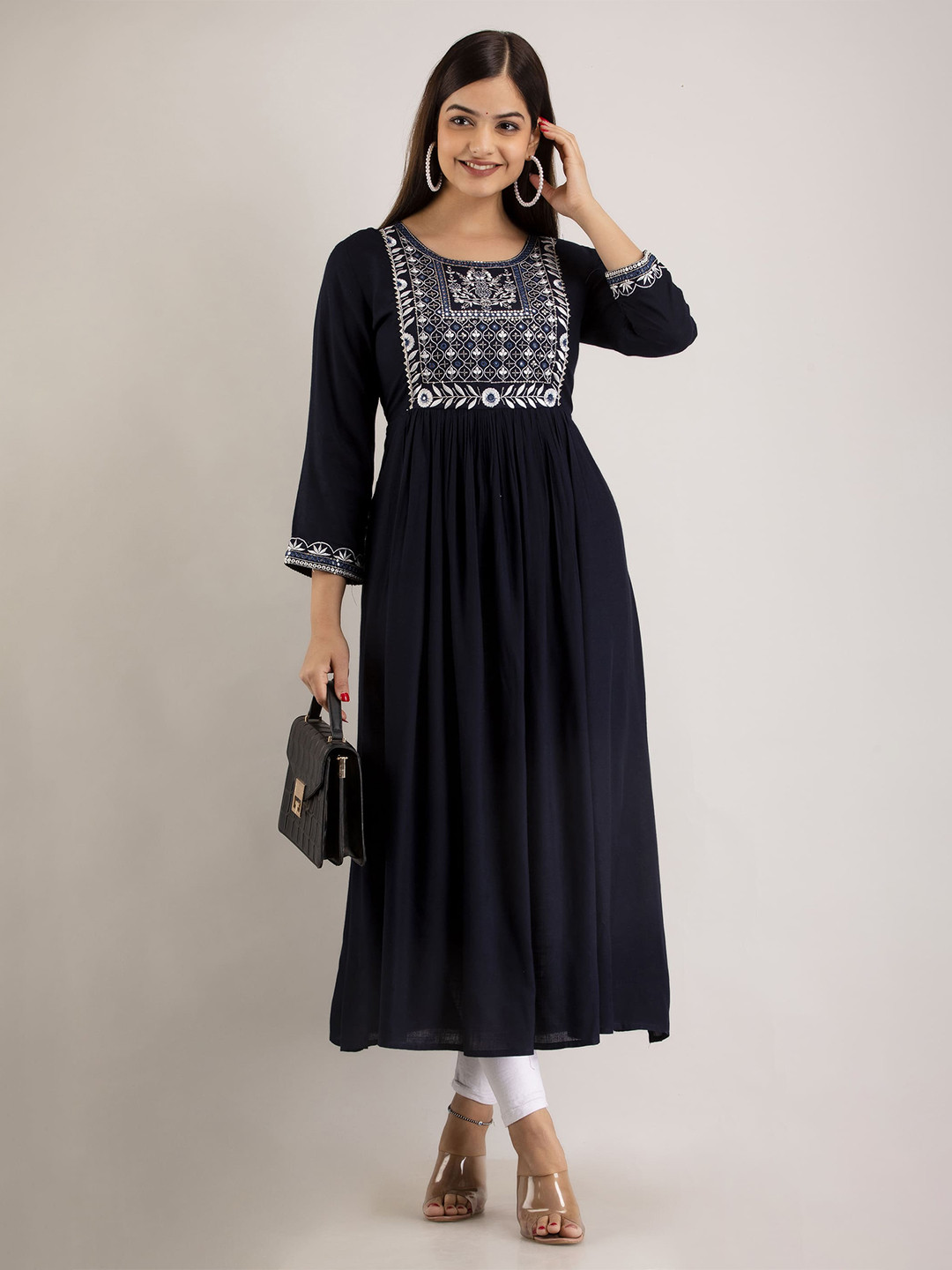 Mizaz Ethnic Motifs Embroidered Anarkali Kurta