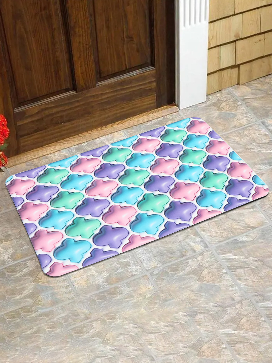 Dakshya Industries Purple & Pink Self Designed Anti-Skid 3D Doormat