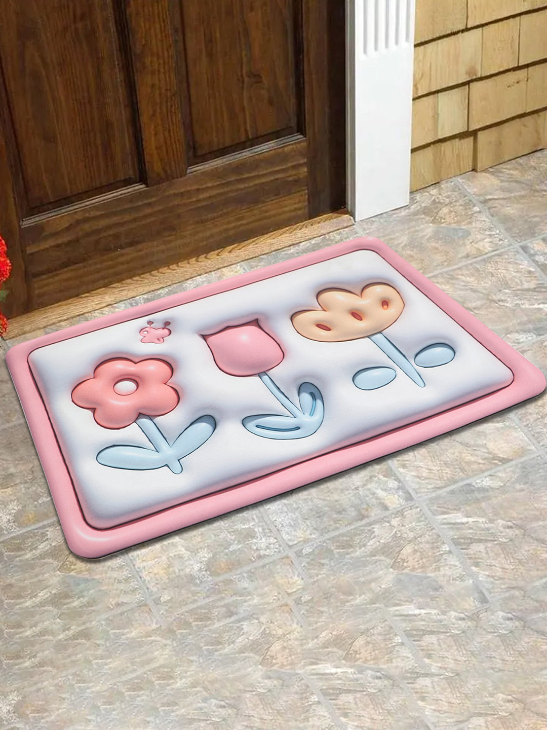 Dakshya Industries Purple & Pink 3D Printed Anti-Slip Doormat