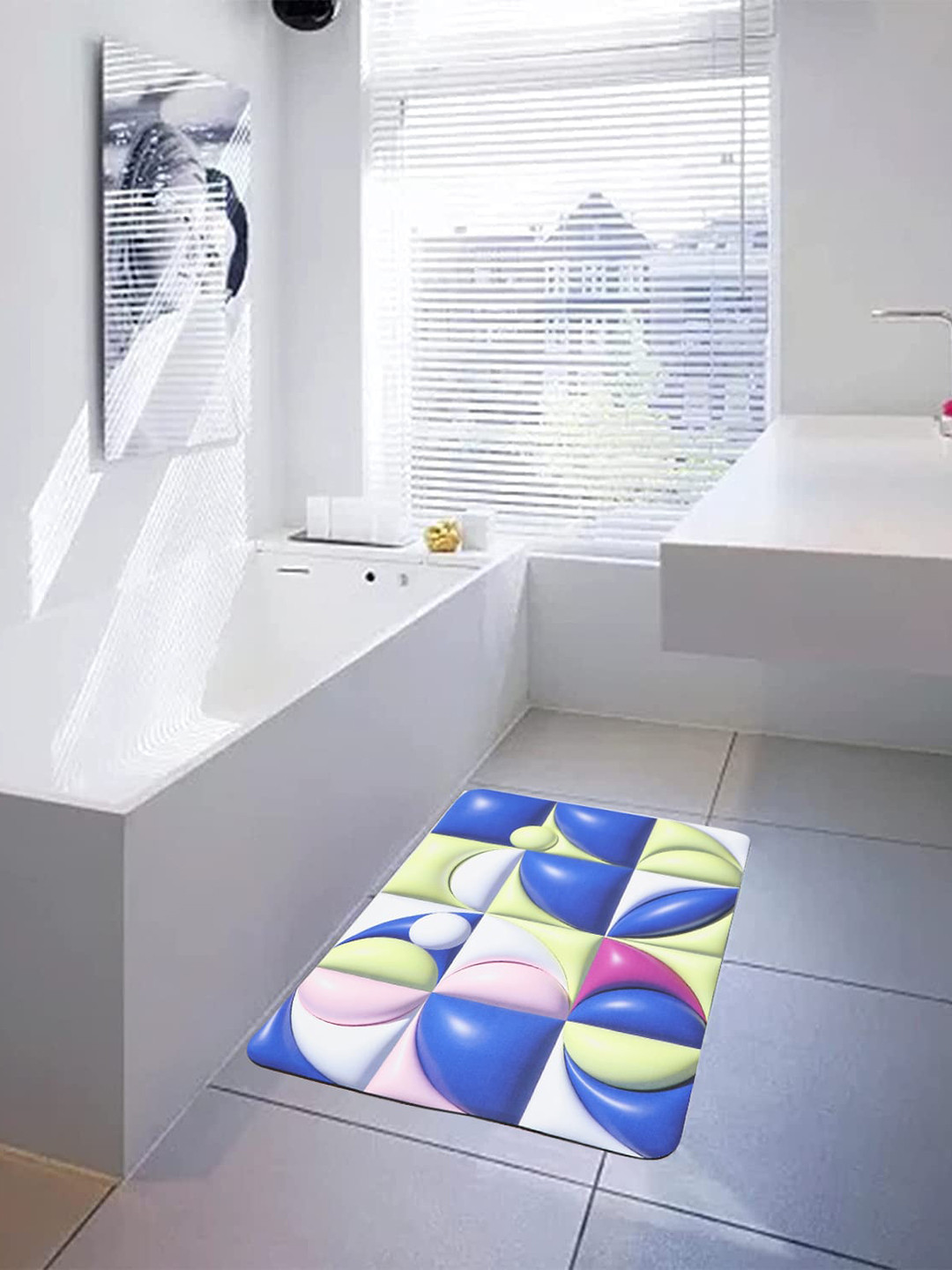 Dakshya Industries Blue 3D Printed Anti Skid Doormat