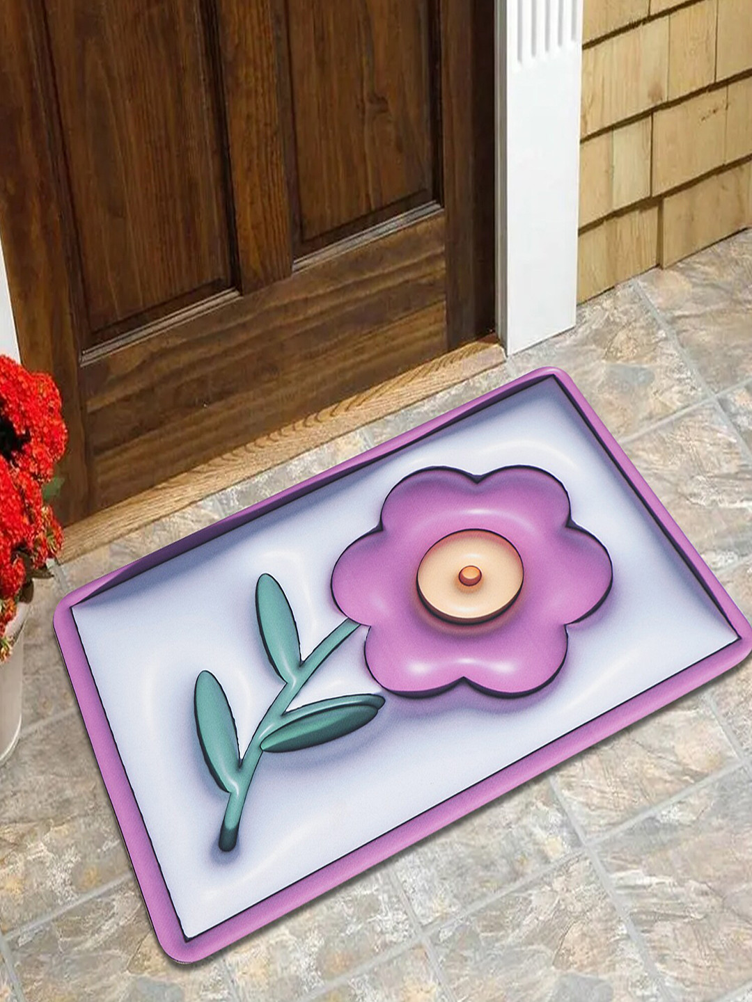 Dakshya Industries Purple 3D Printed Anti-Slip Doormat