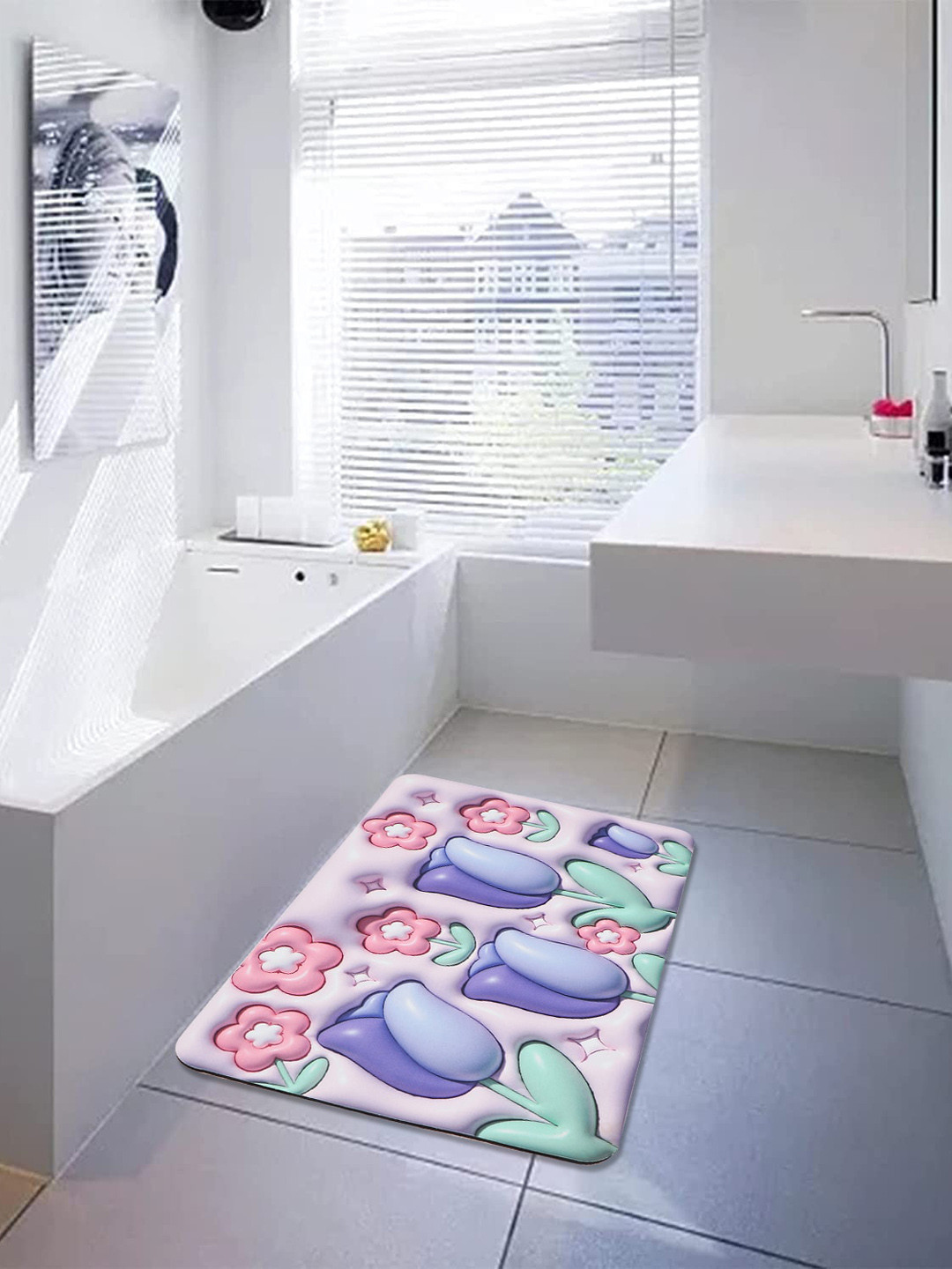 Dakshya Industries Purple 3D Printed Anti-Slip Doormat