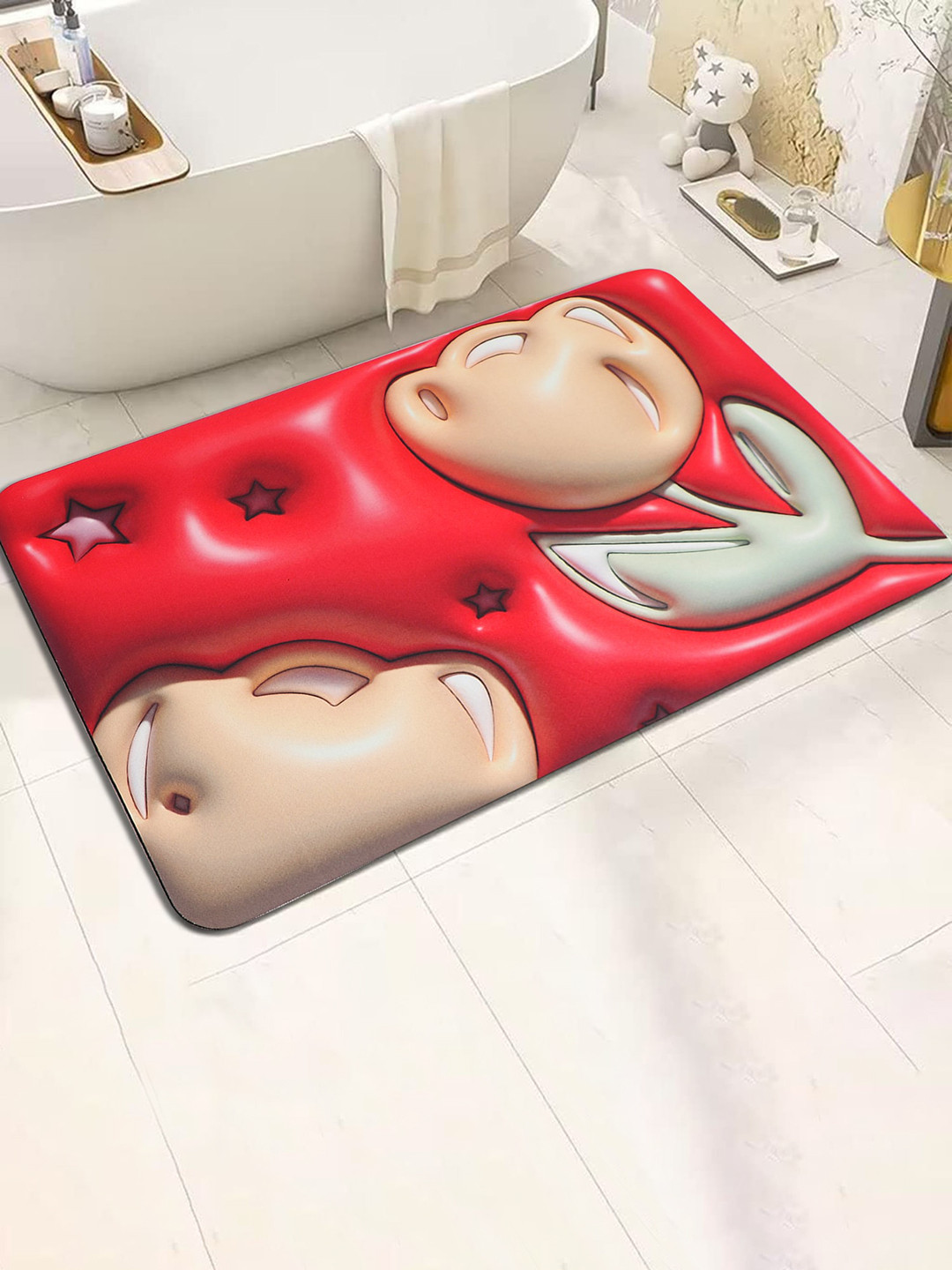 Dakshya Industries Red 3D Printed Anti Skid  Doormat