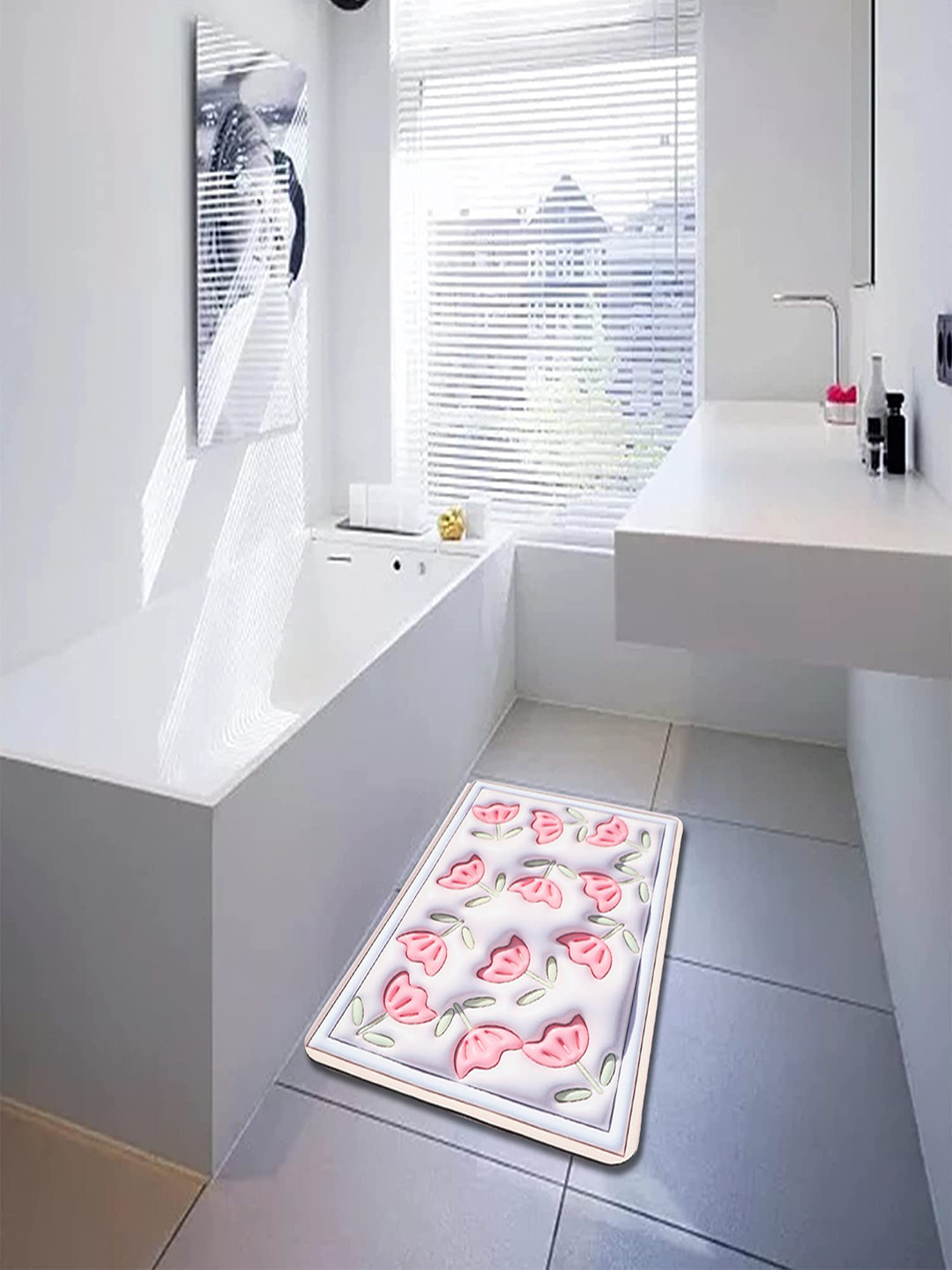 Dakshya Industries Grey 3D Printed Anti Skid Doormat