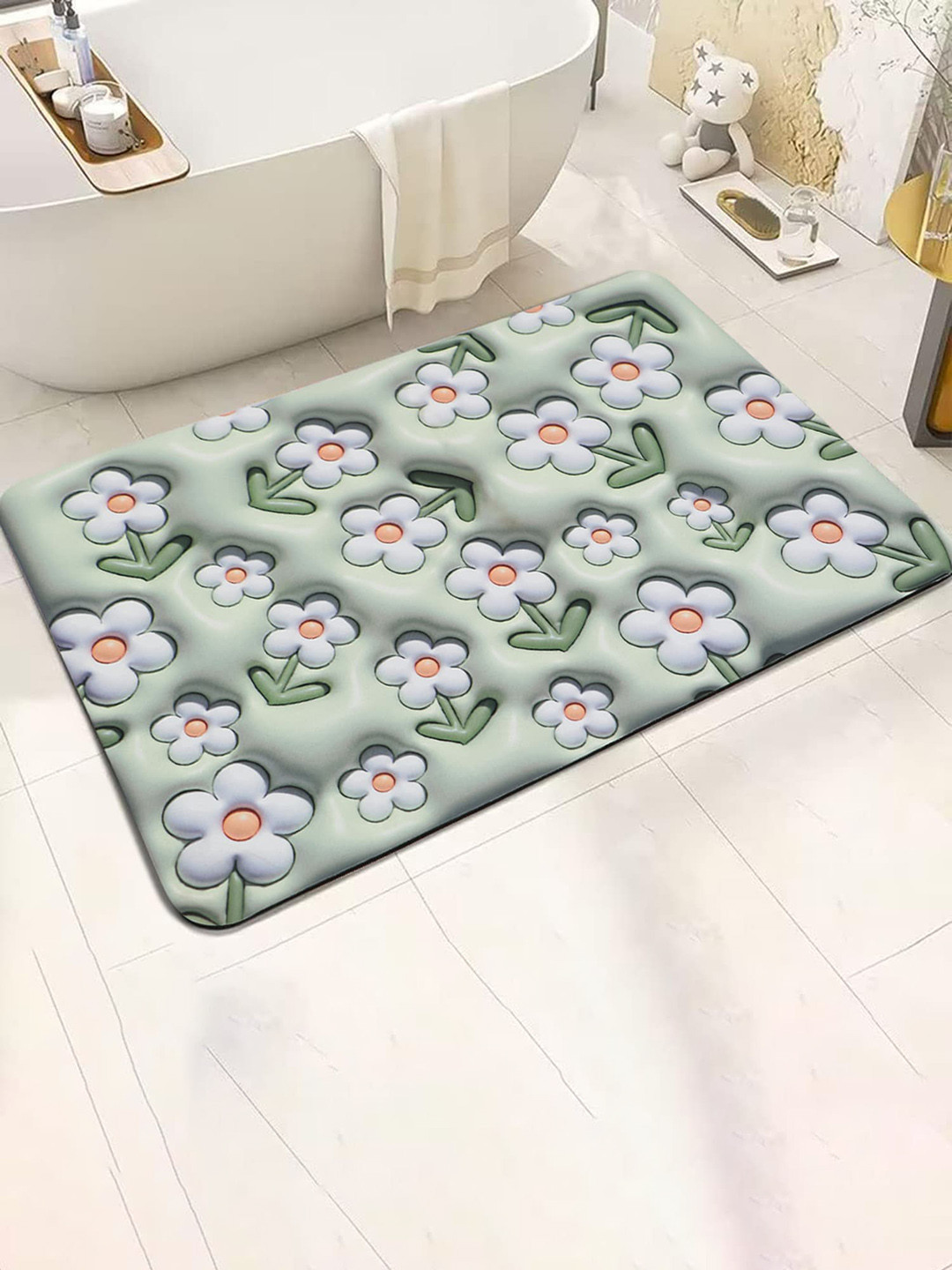 Dakshya Industries Grey 3D Printed Anti Skid Doormats
