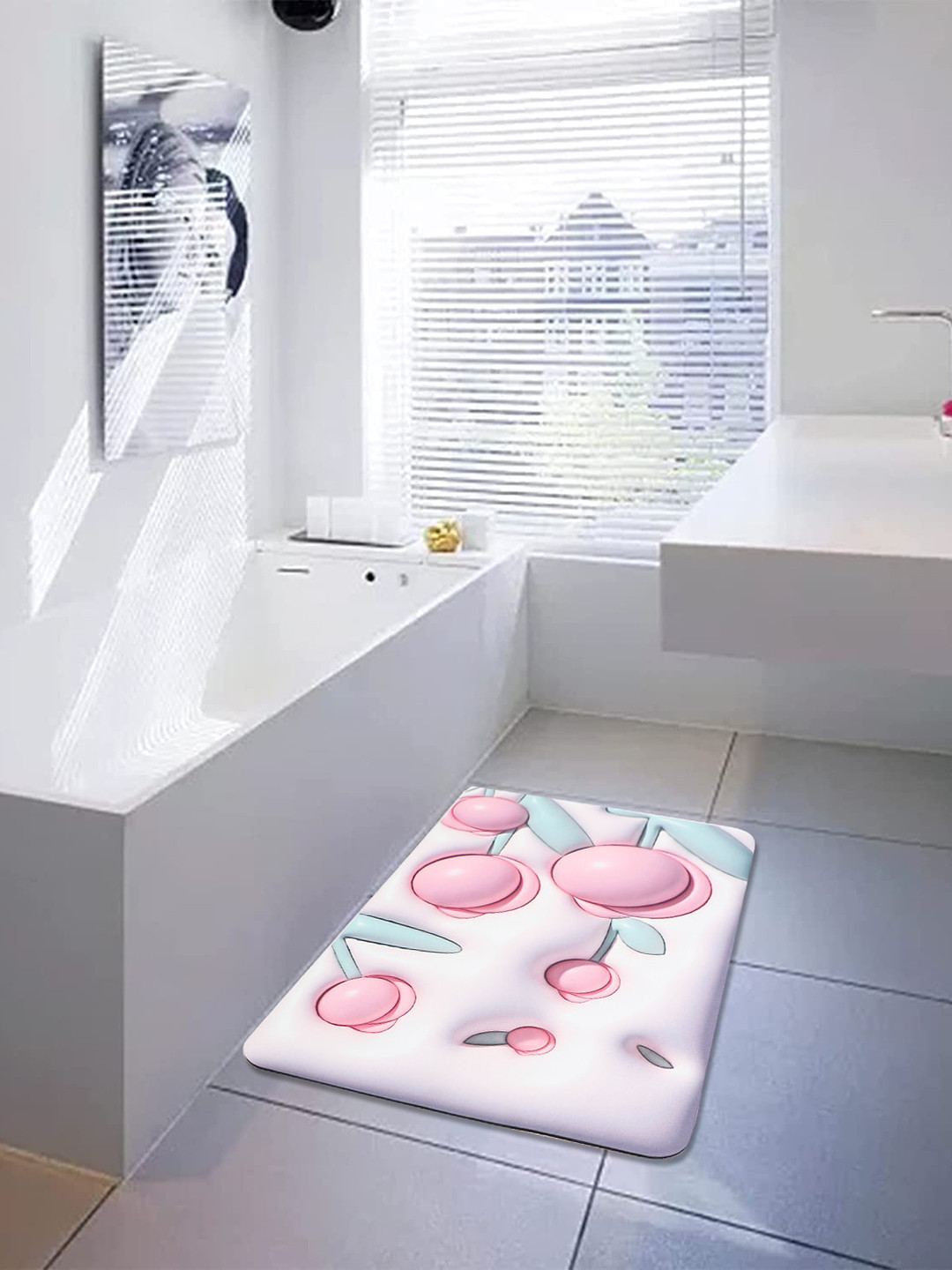 Dakshya Industries Purple & Pink 3D-Floral Printed Anti-Skid Doormat