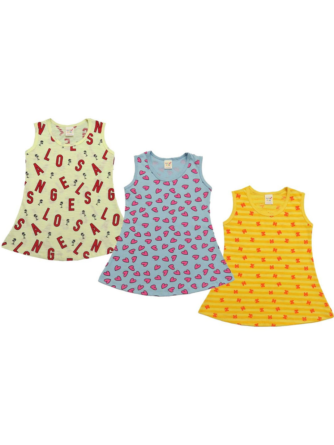 Clothe Funn Pack Of 3 Conversational Printed Cotton A-Line Dress