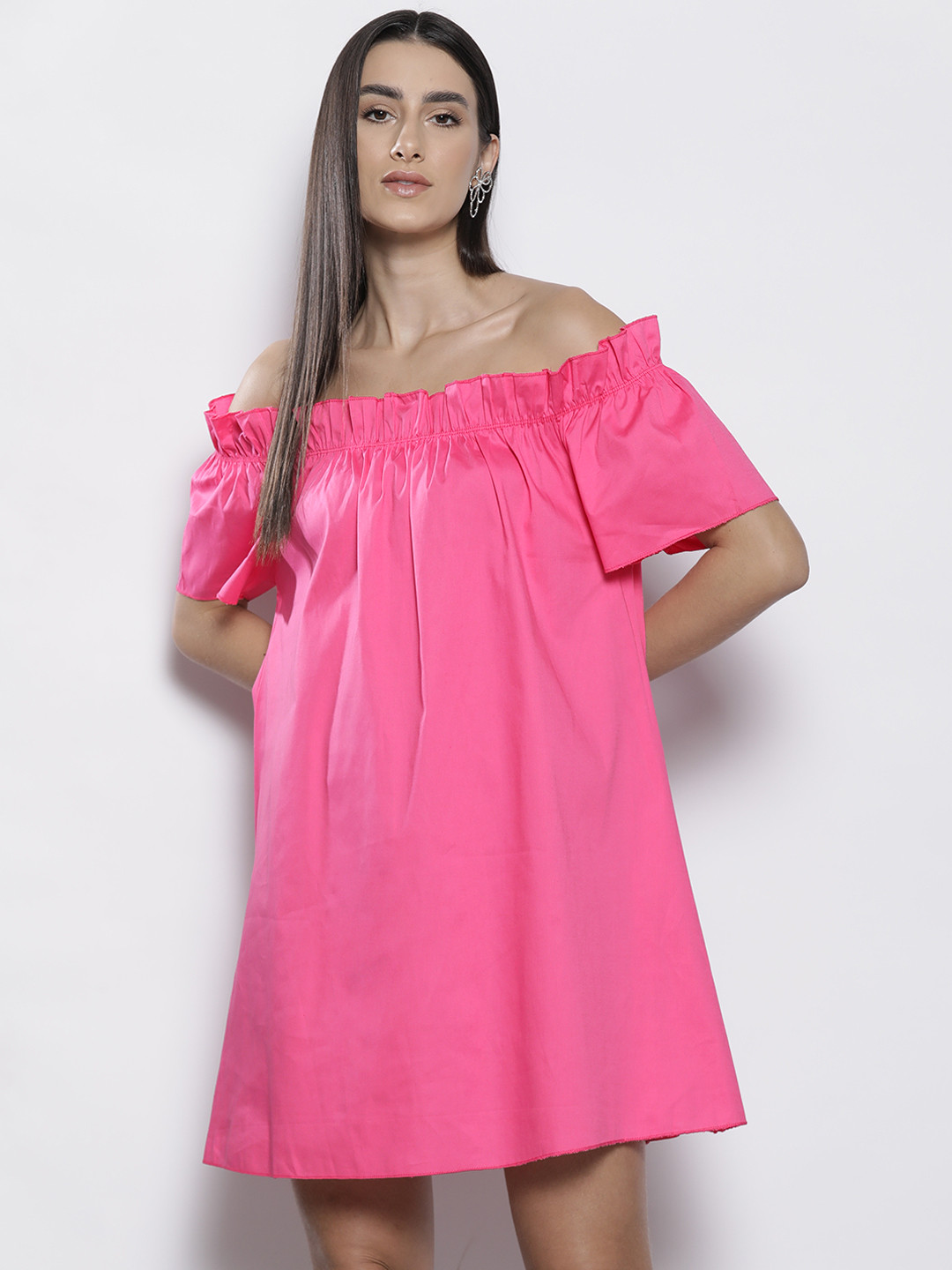 Boohoo Off-Shoulder A-Line Dress