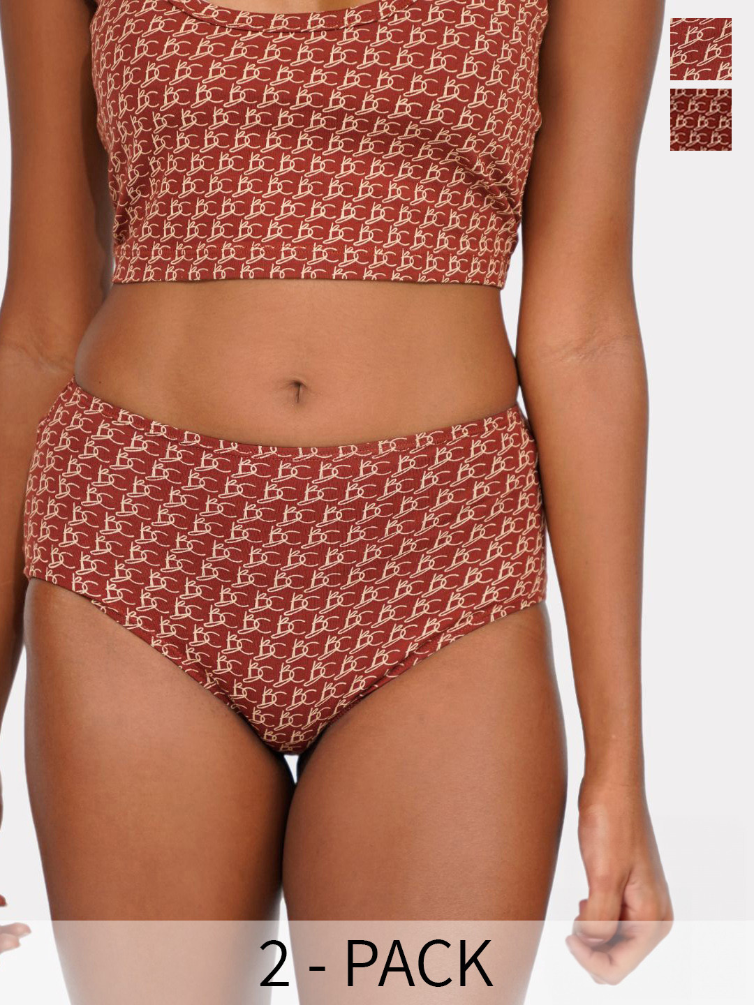 Butt-Chique Pack of 2 Patterned High Rise Briefs