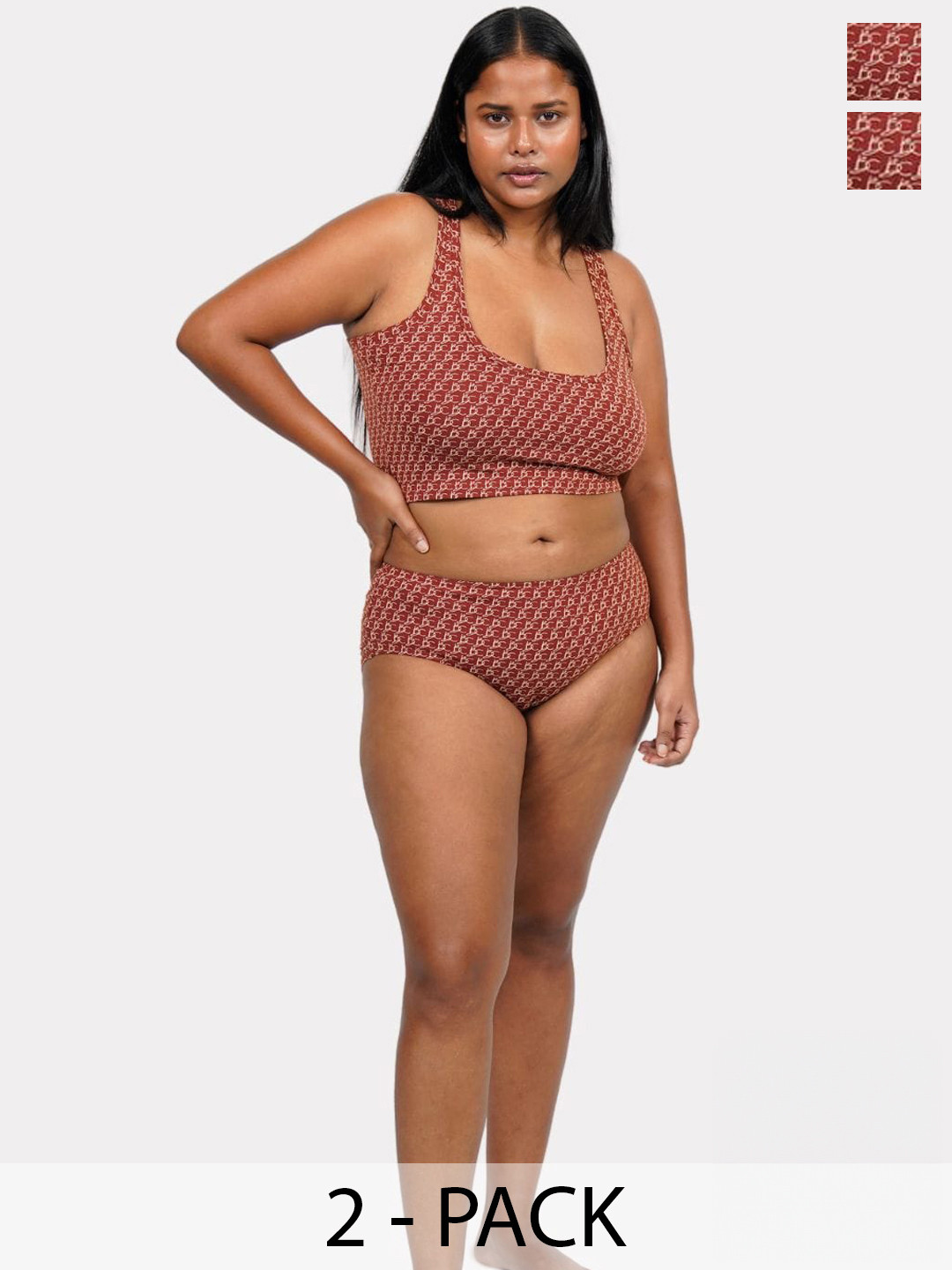 Butt-Chique Pack of 2 Patterned Hipster Briefs