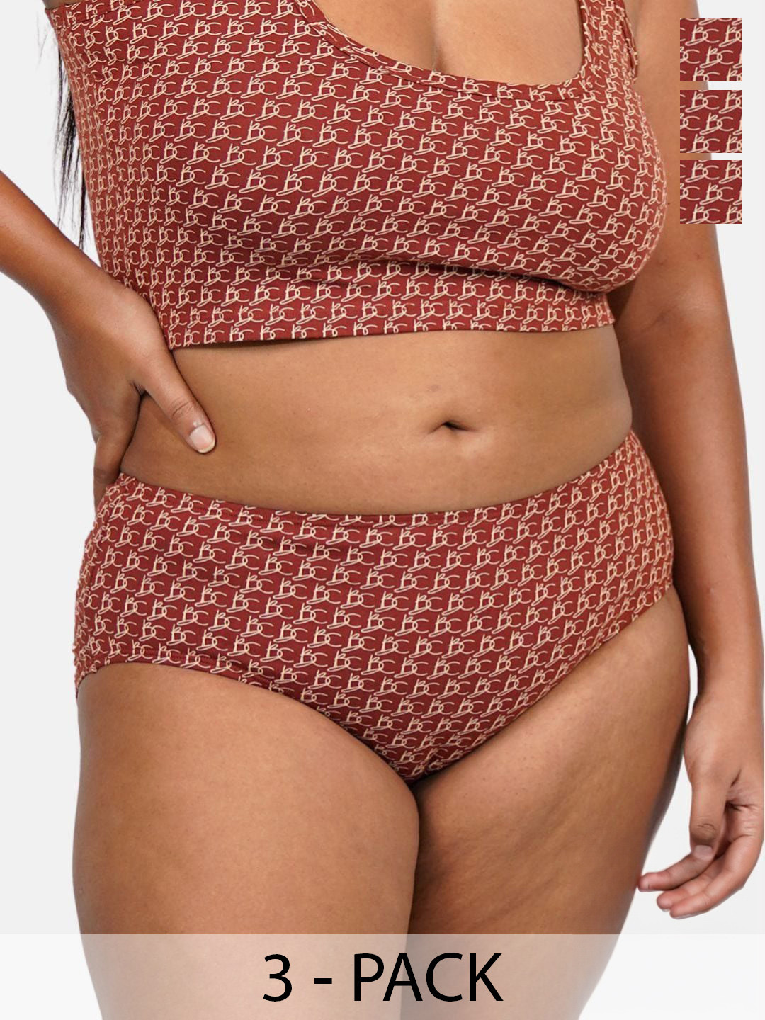 Butt-Chique Pack of 3 Patterned Hipster Briefs