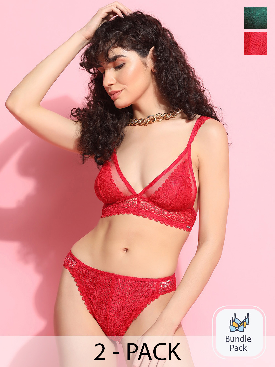 Da Intimo Self Design Lace Lingerie Set