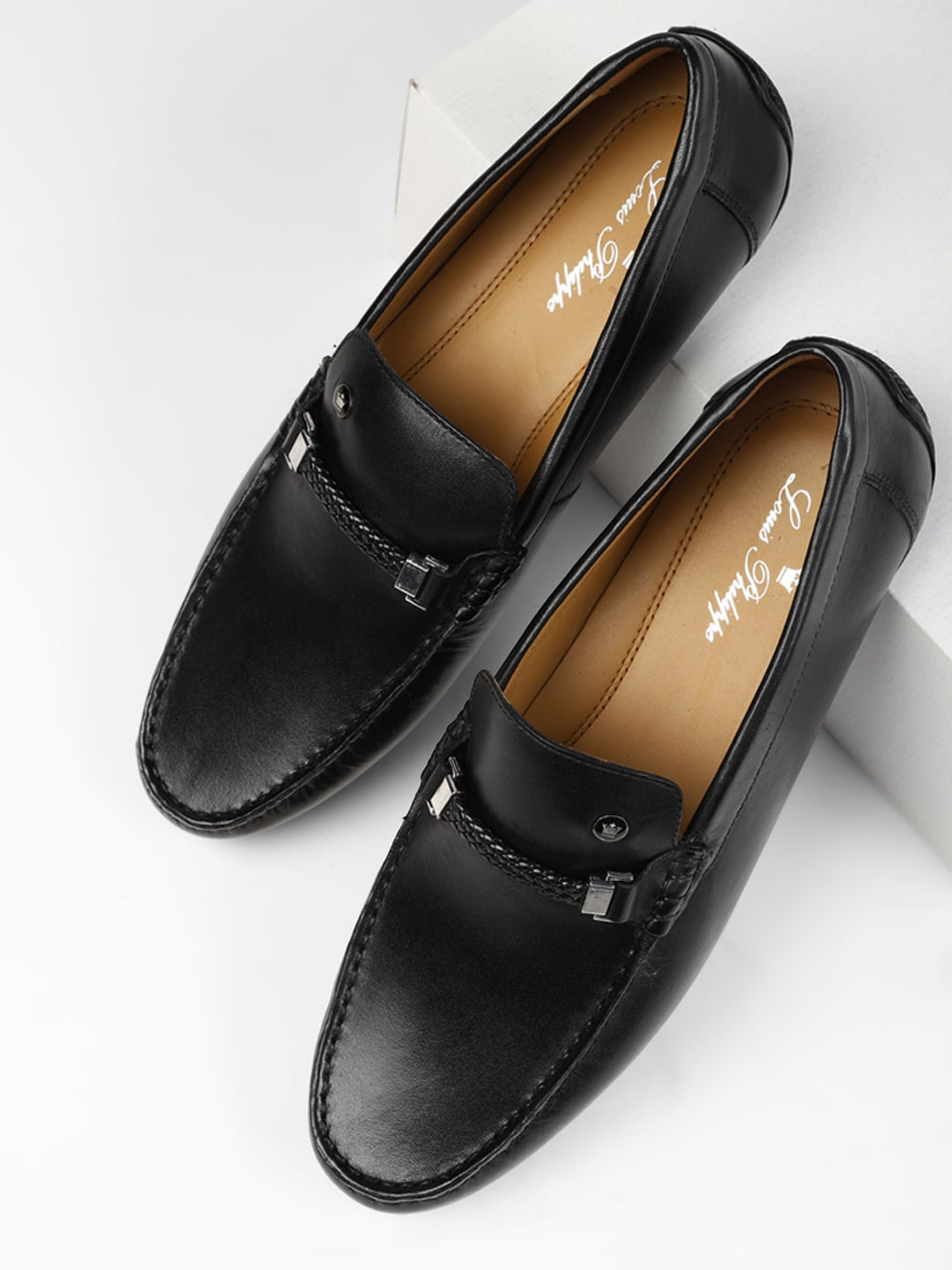 Louis Philippe Men Leather Comfort Insole Horsebit Driving Shoes