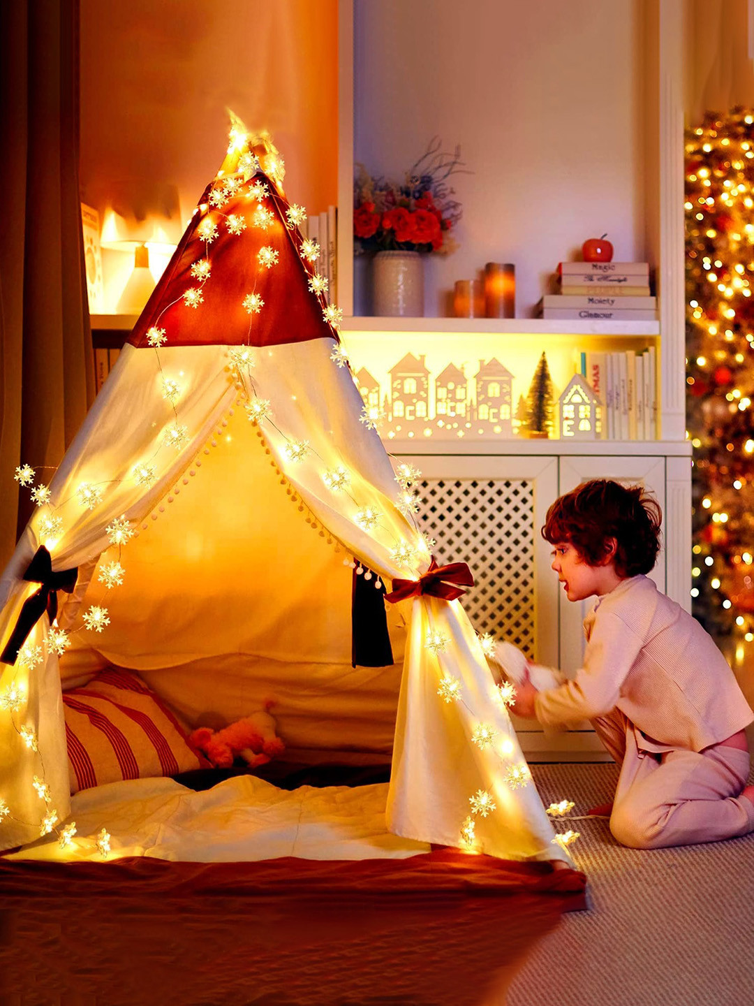 The Purple Tree Warm White Snowflakes String Light