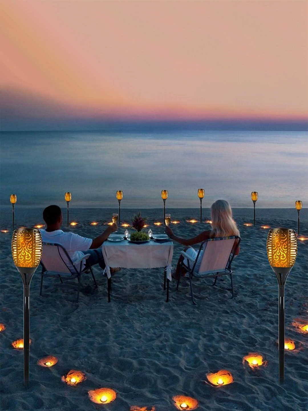 The Purple Tree White Flickering Flames Torch Solar Outdoor Light