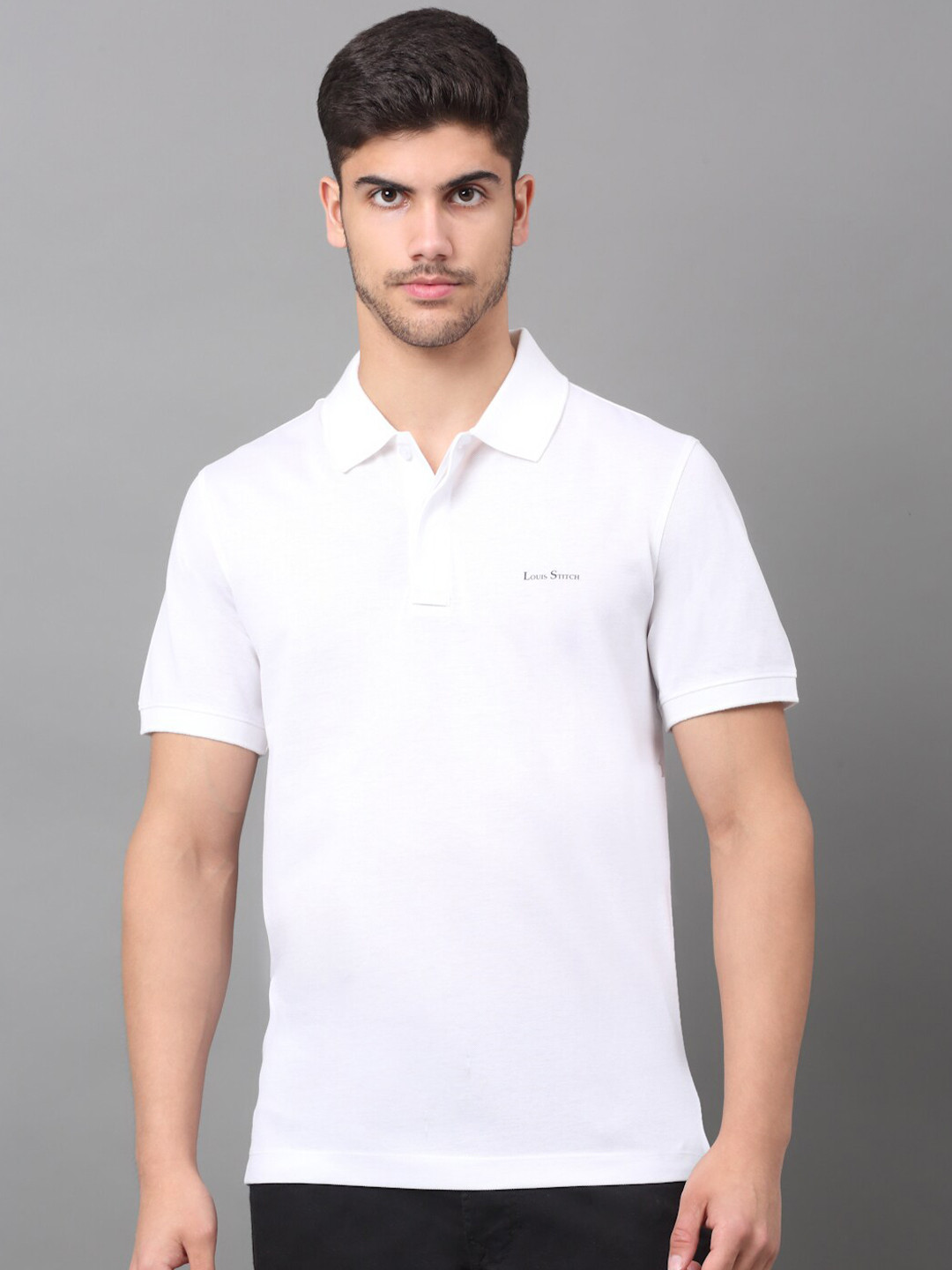 LOUIS STITCH Stretchex Polo Collar Slim Fit Cotton T-Shirt