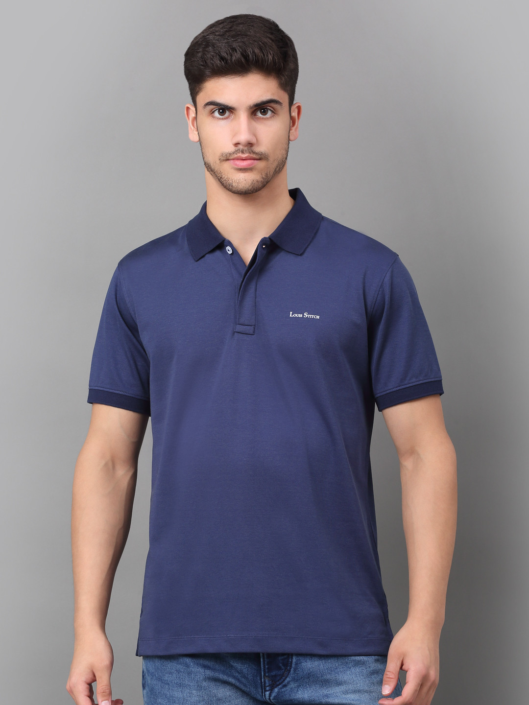 LOUIS STITCH Polo Collar Stretchex Slim Fit T-shirt