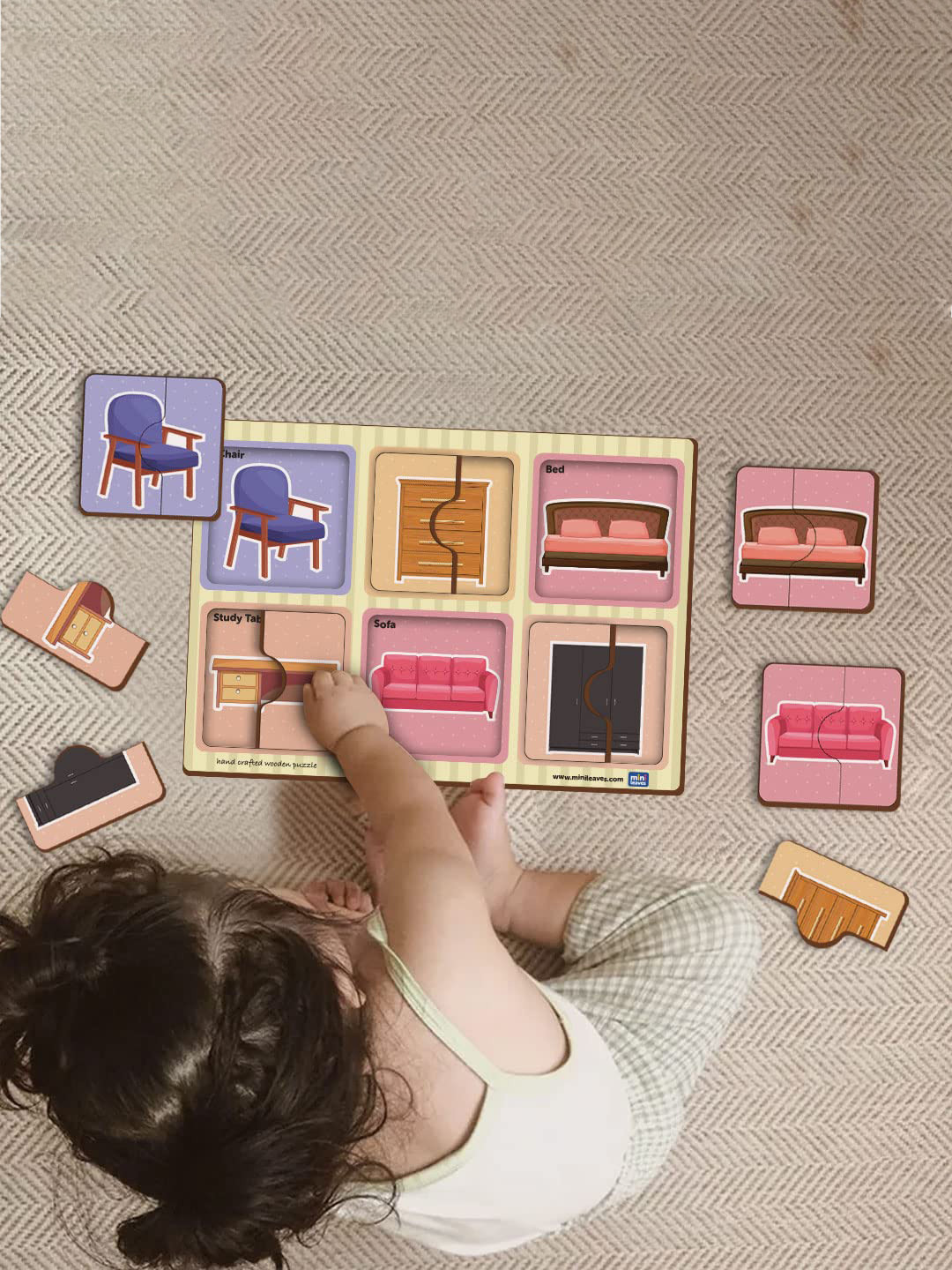 Mini Leaves Kids Set Of 6 2 Pieces Furniture Wooden Puzzles