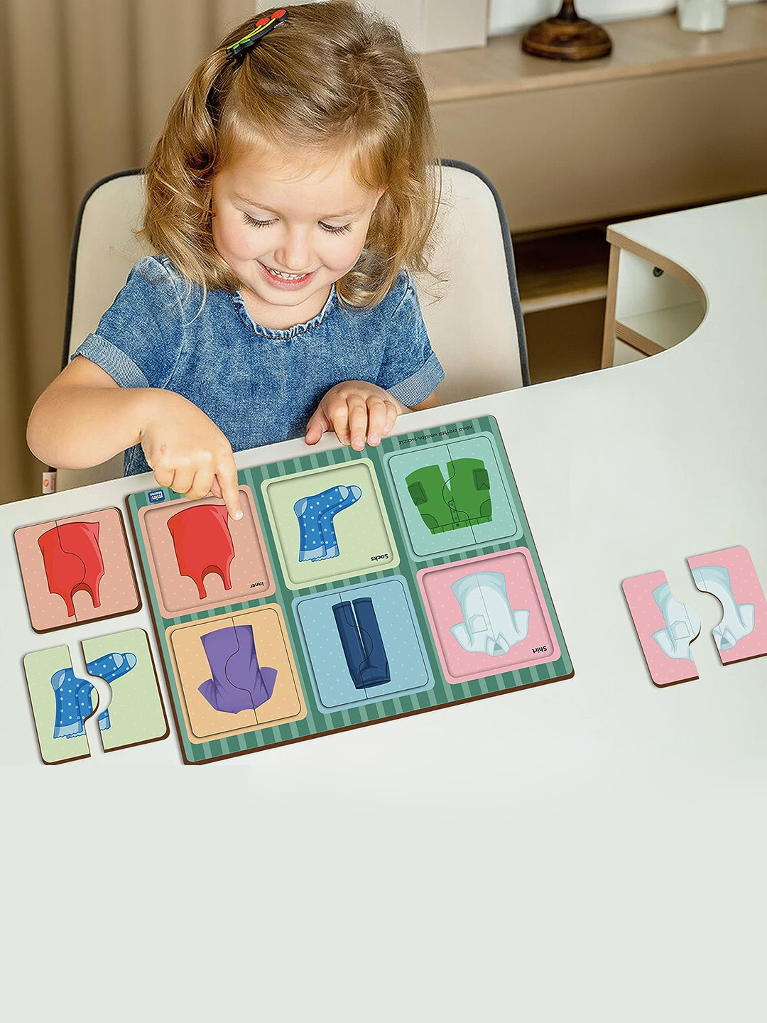 Mini Leaves Kids Set Of 6 2 Pieces Clothes Wooden Puzzles