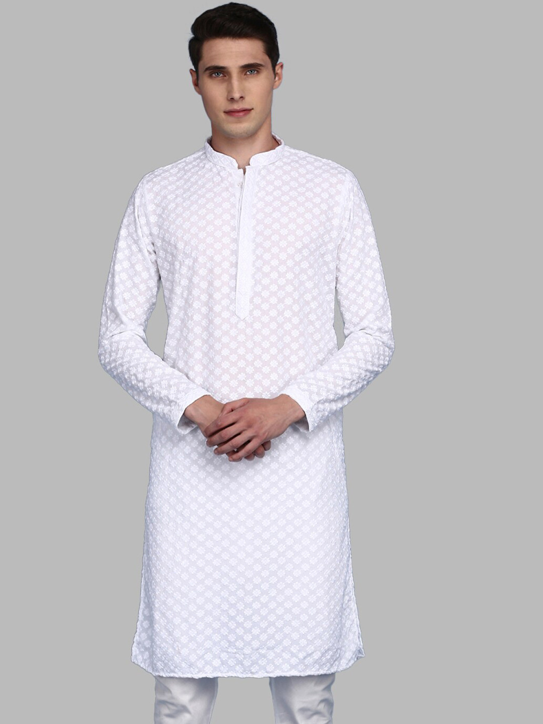 Sanwara  Mandarin Collar Chikankari Straight Kurta