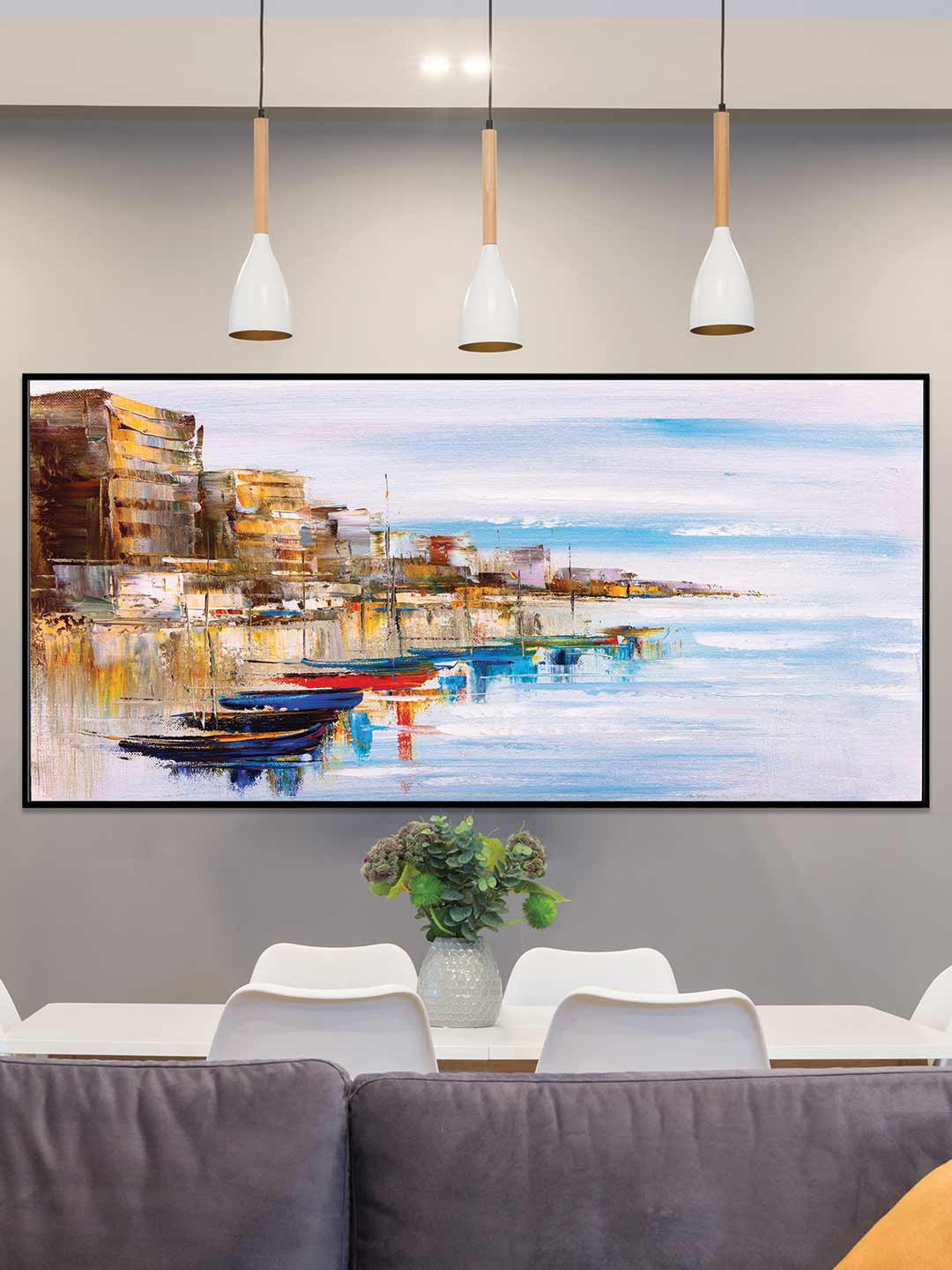 Art Street Black & Blue Abstract River Bank Painting Wall Art