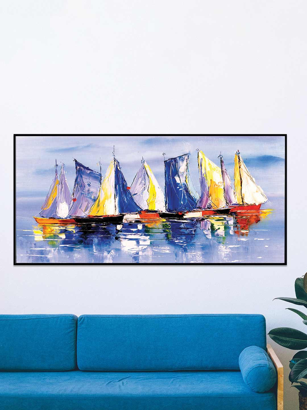 Art Street Black & Blue Abstract Boat Printed Wall Art