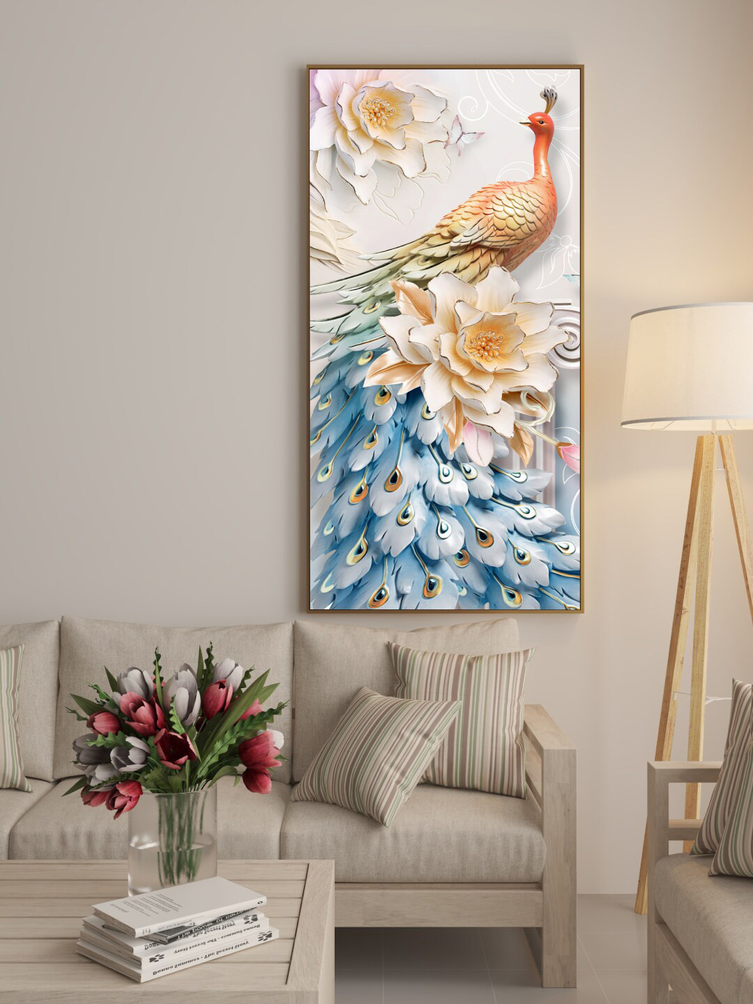 Art Street Blue & Brown Peacock Painting Wall Art