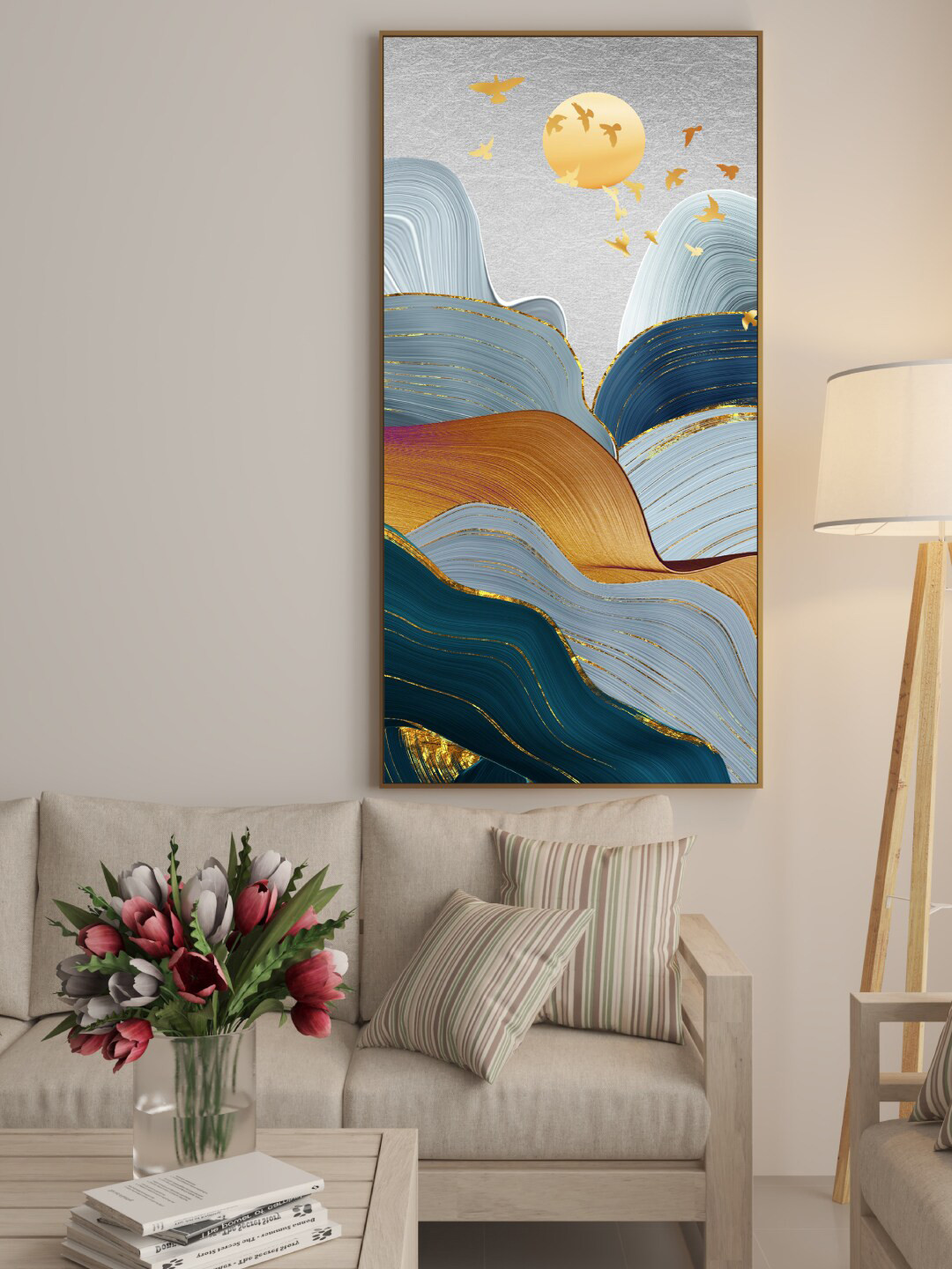 Art Street Gold Canvas Wall Living Room Rectangle Potrait Paintings Wall Art -1.19 x 23In