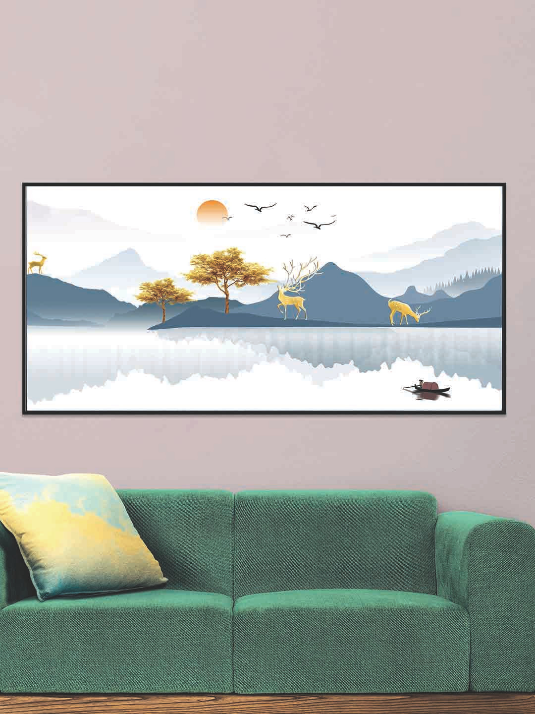 Art Street Deer & Tree Canvas Wall Rectangle Paintings Wall Art - 46 x 22 In