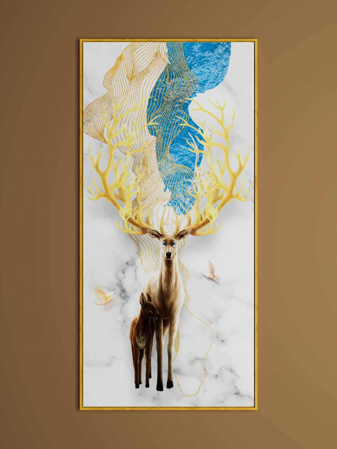 Art Street White & Blue Abstract Mother Dear Painting Wall Art